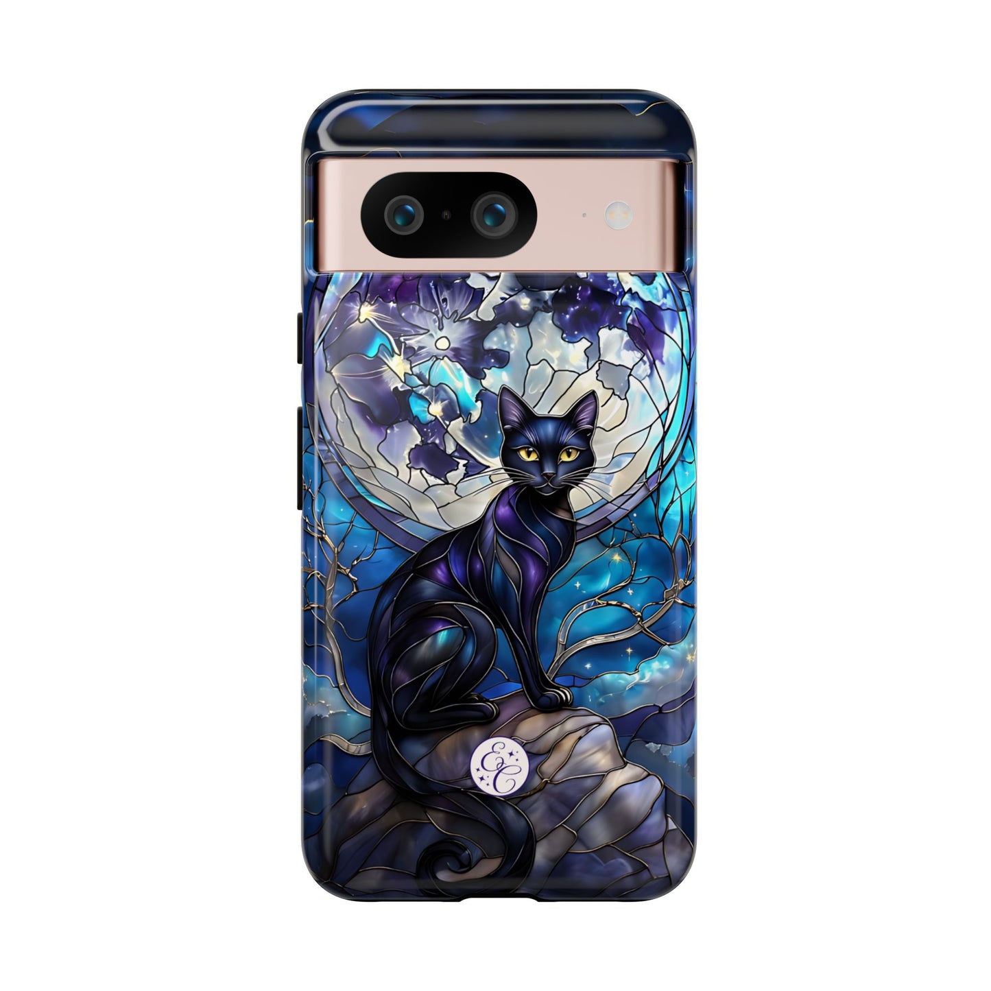 Stained Glass Black Cat Tough Phone Case