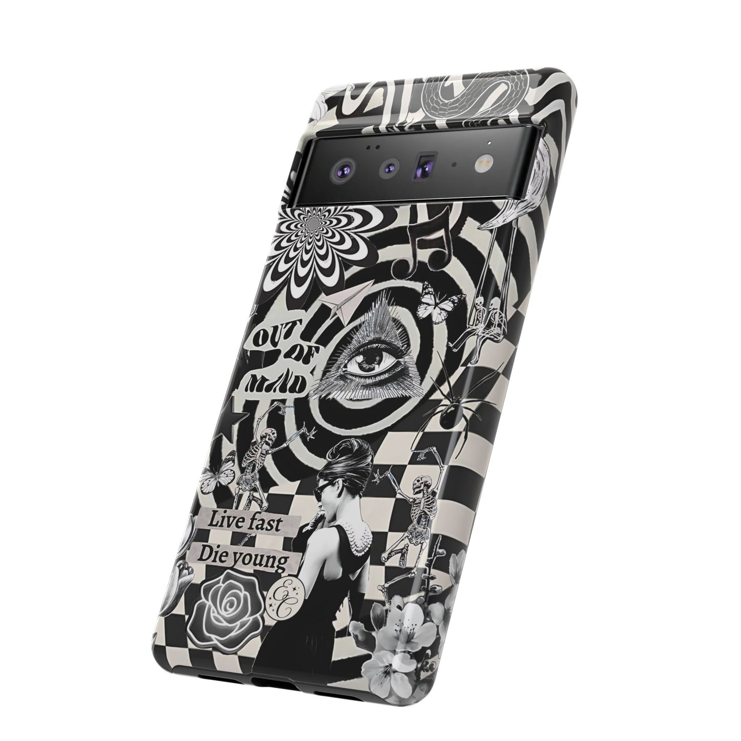 Black and White Psychedelic Art Tough Phone Case