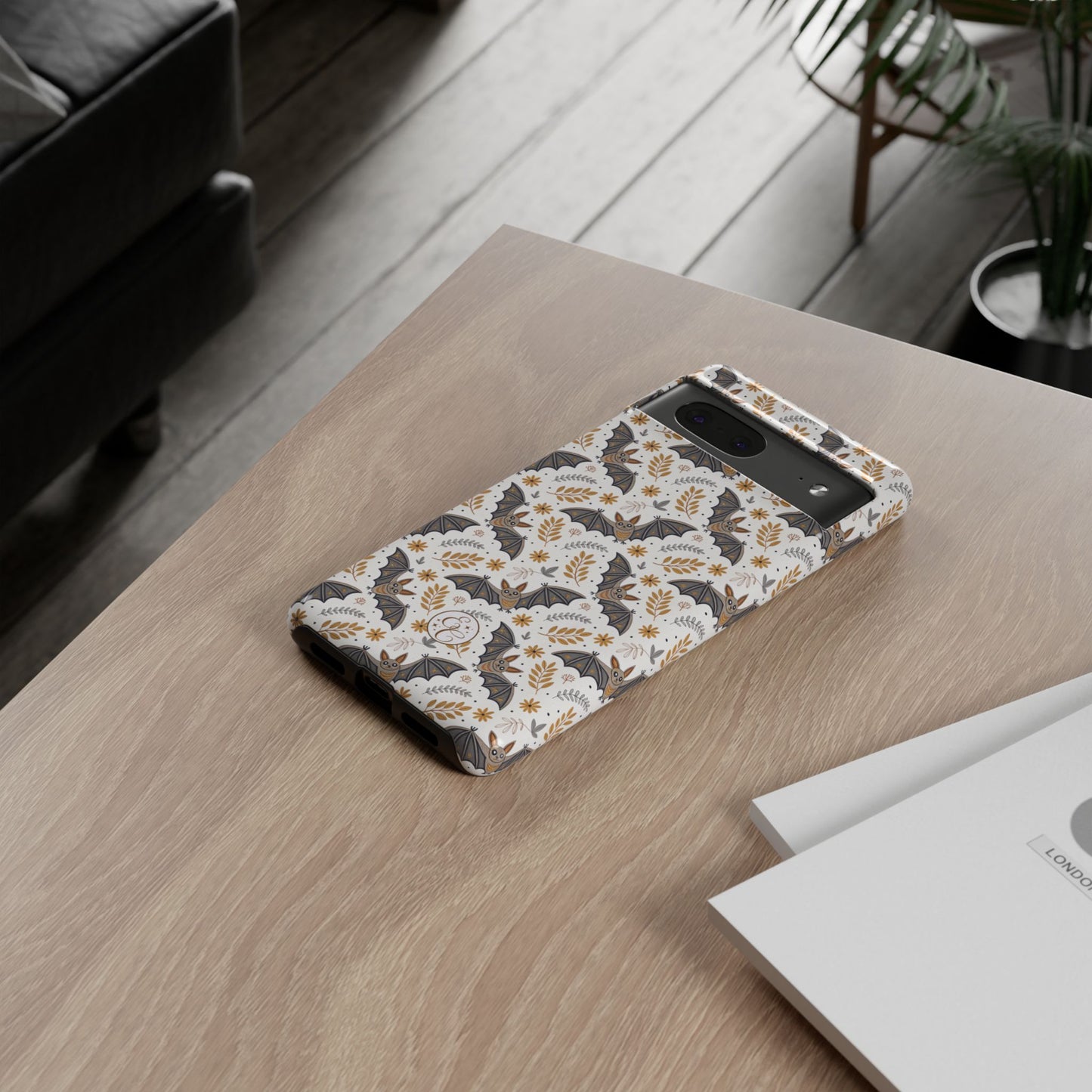Boho Halloween Bat Pattern Tough Phone Case