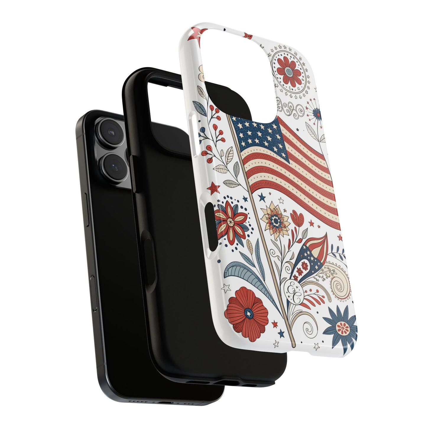 Boho USA Flag Floral Tough Phone Case