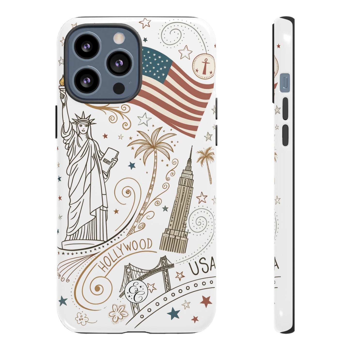 USA Landmarks Boho Doodle Tough Phone Case