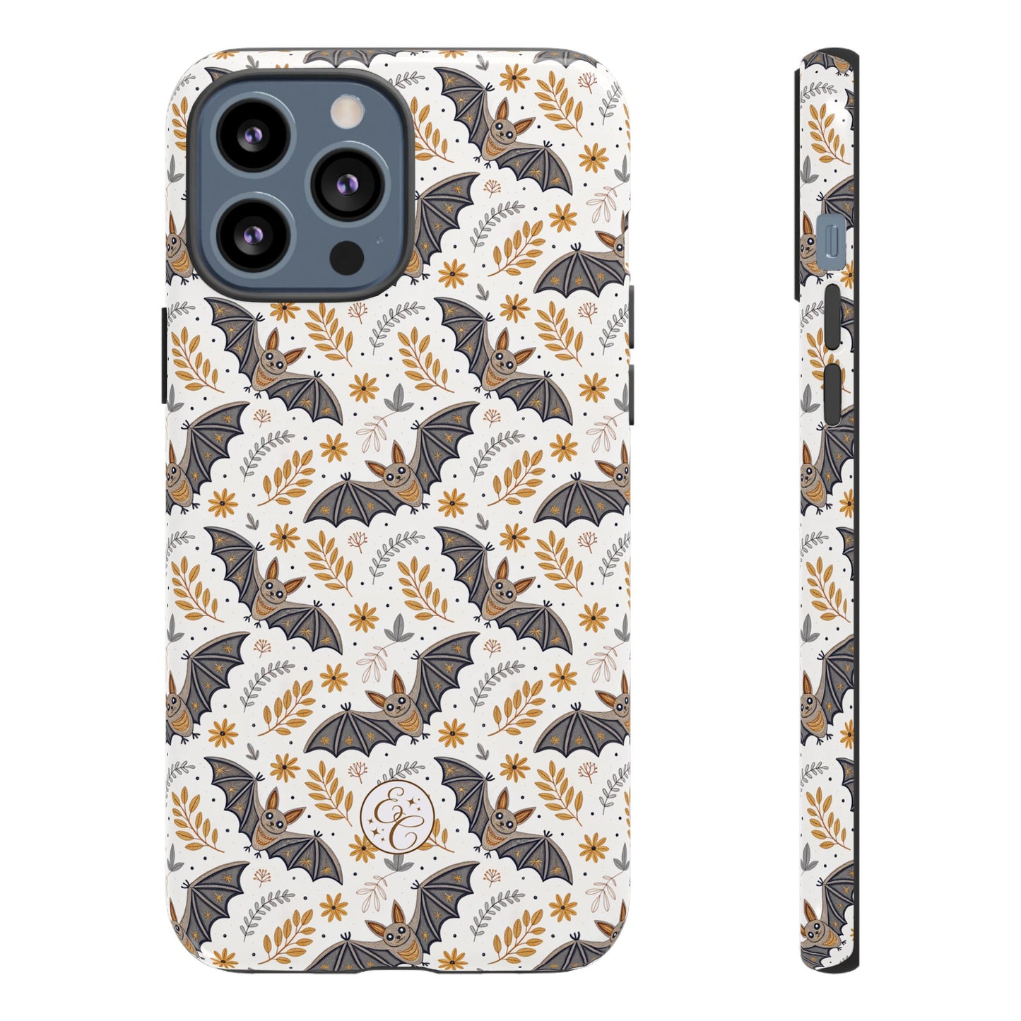 Boho Halloween Bat Pattern Tough Phone Case