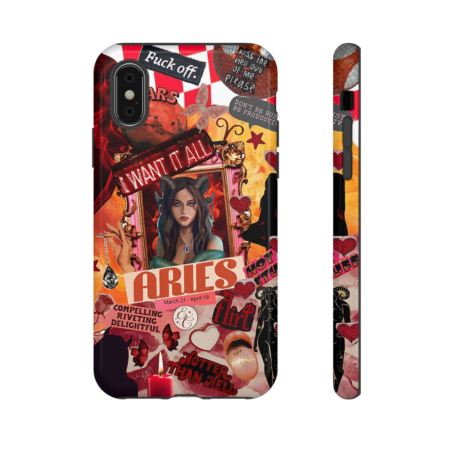 Aries Vintage Zodiac Collage Tough Phone Case