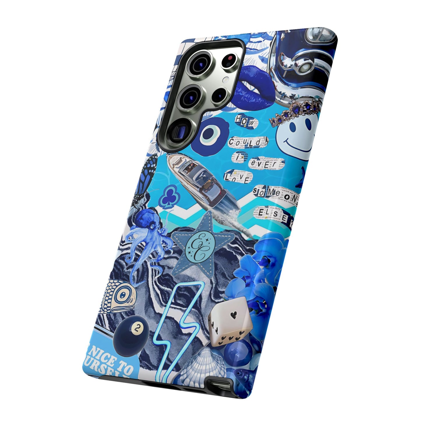 Eclectic Blue Collage Tough Phone Case