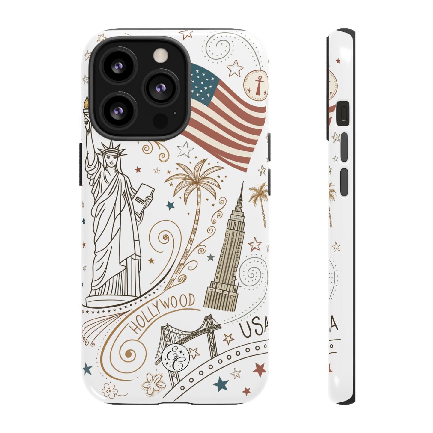 USA Landmarks Boho Doodle Tough Phone Case
