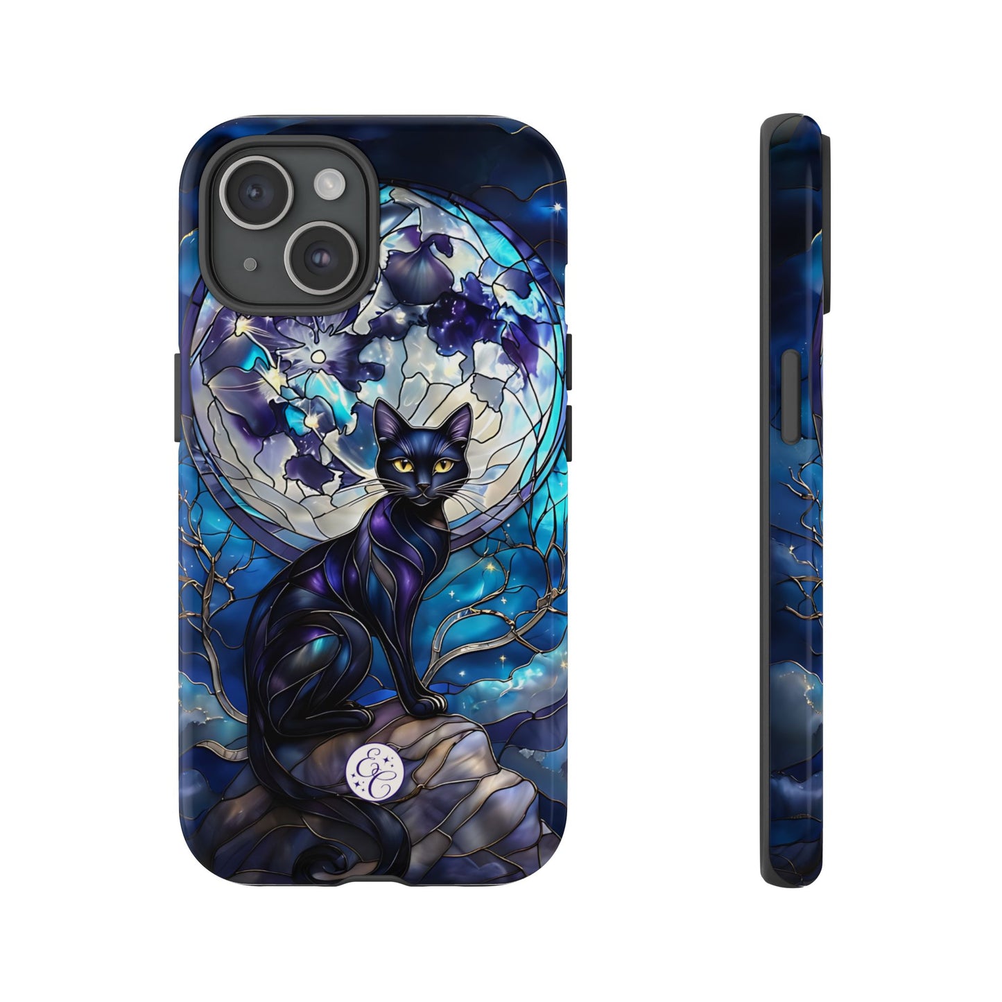 Stained Glass Black Cat Tough Phone Case