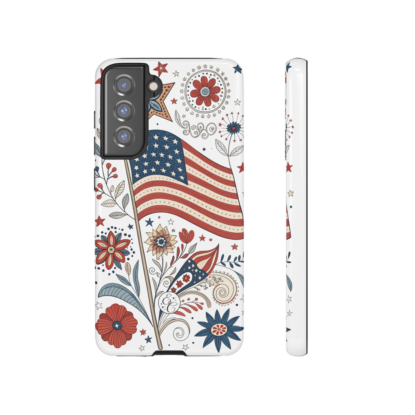 Boho USA Flag Floral Tough Phone Case