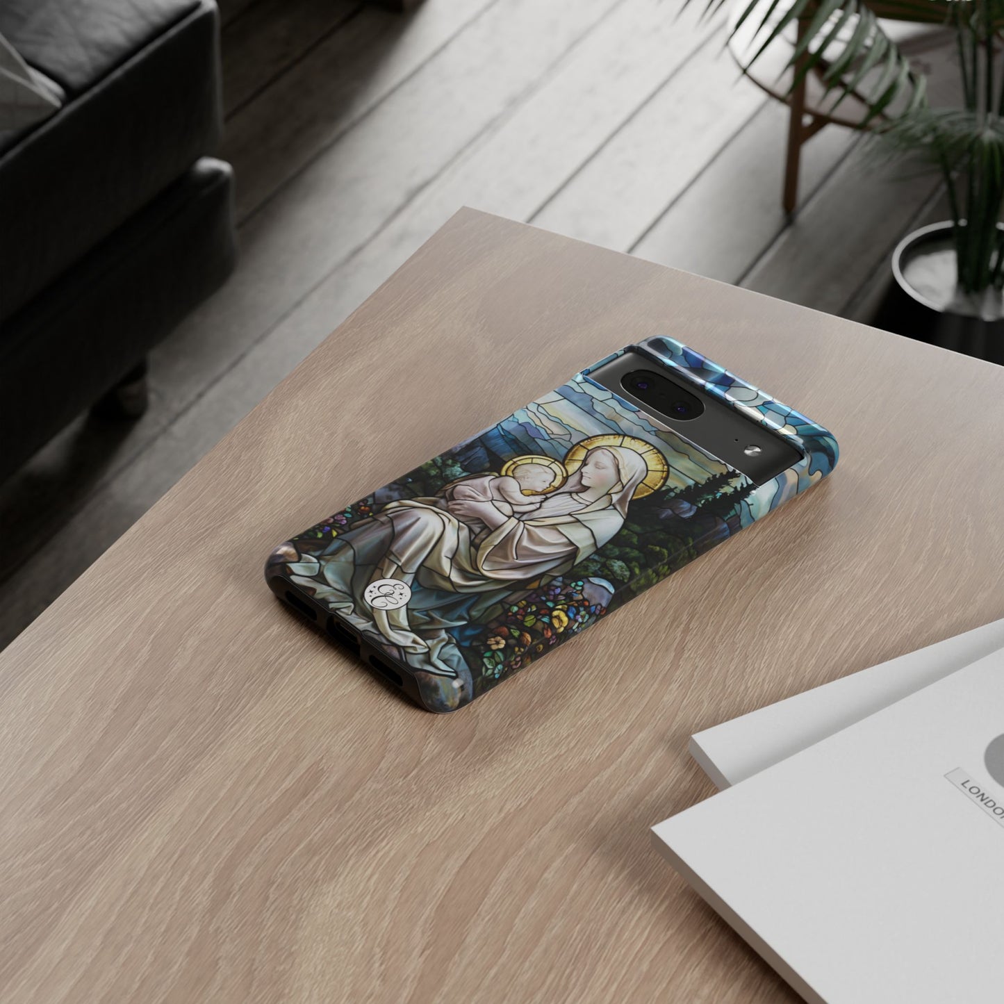 Virgin Mary with Baby Jesus Stained Glass Tough Phone Case