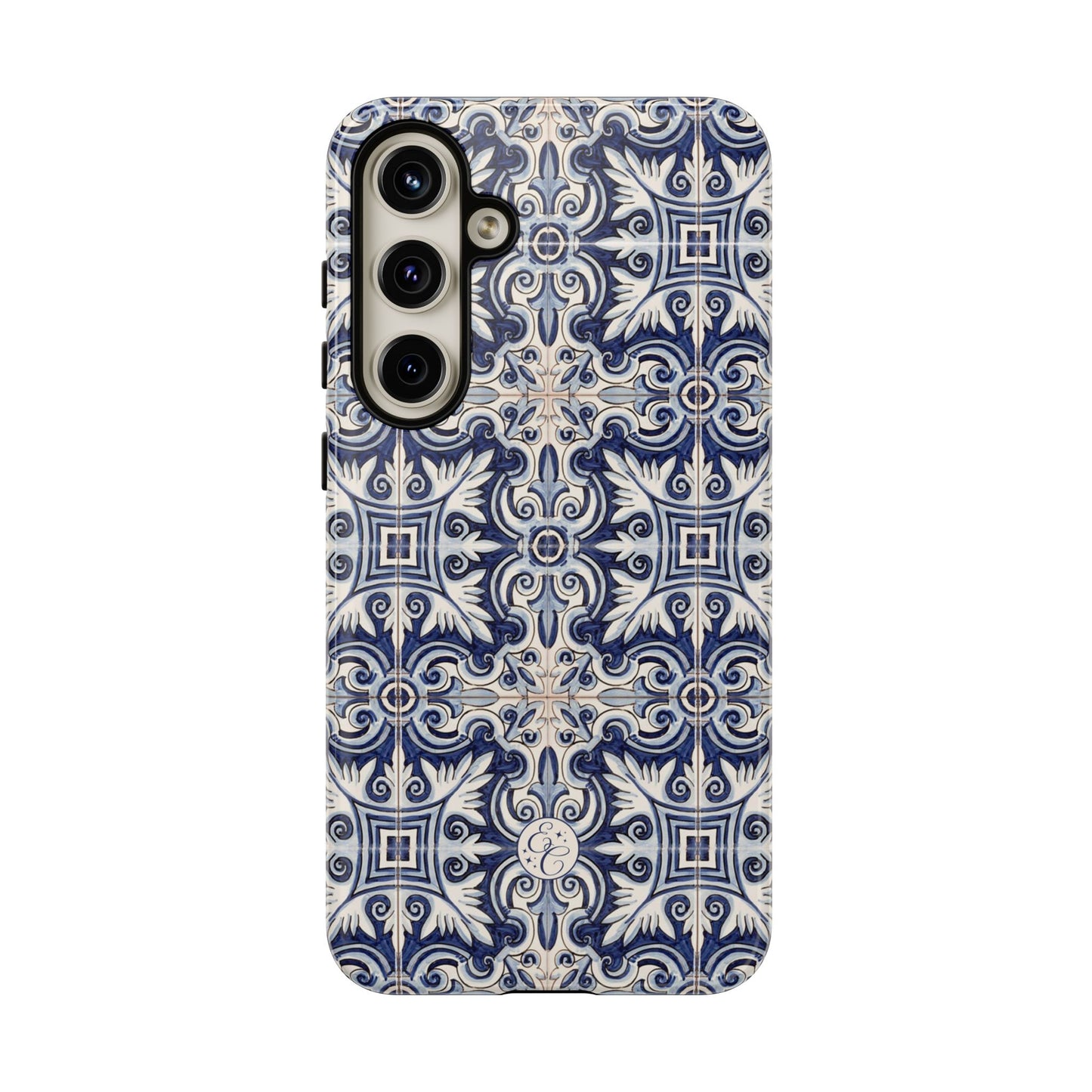 Mediterranean Floral Ceramic Pattern Tough Phone Case