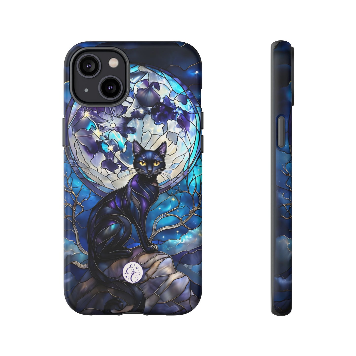 Stained Glass Black Cat Tough Phone Case