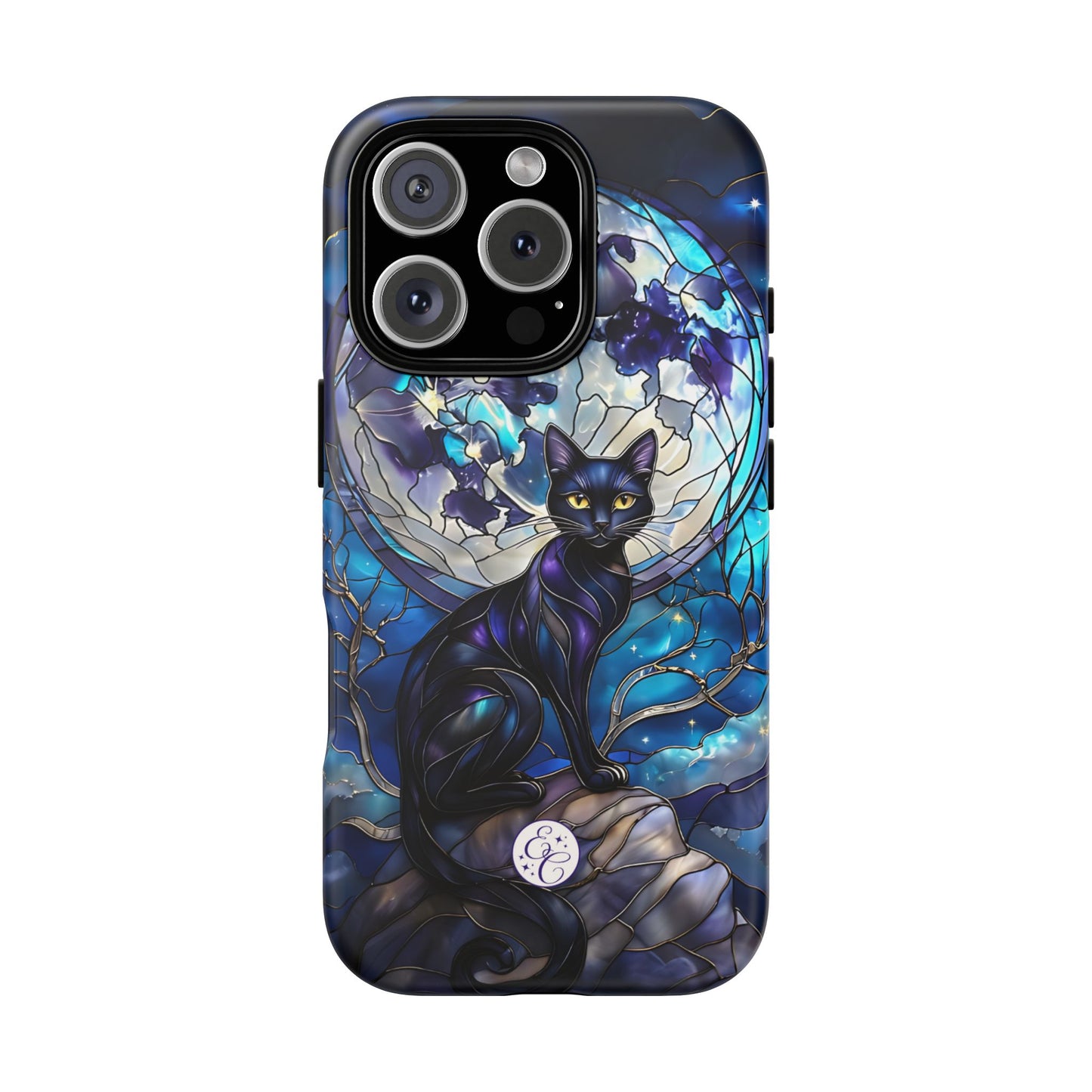 Stained Glass Black Cat Tough Phone Case