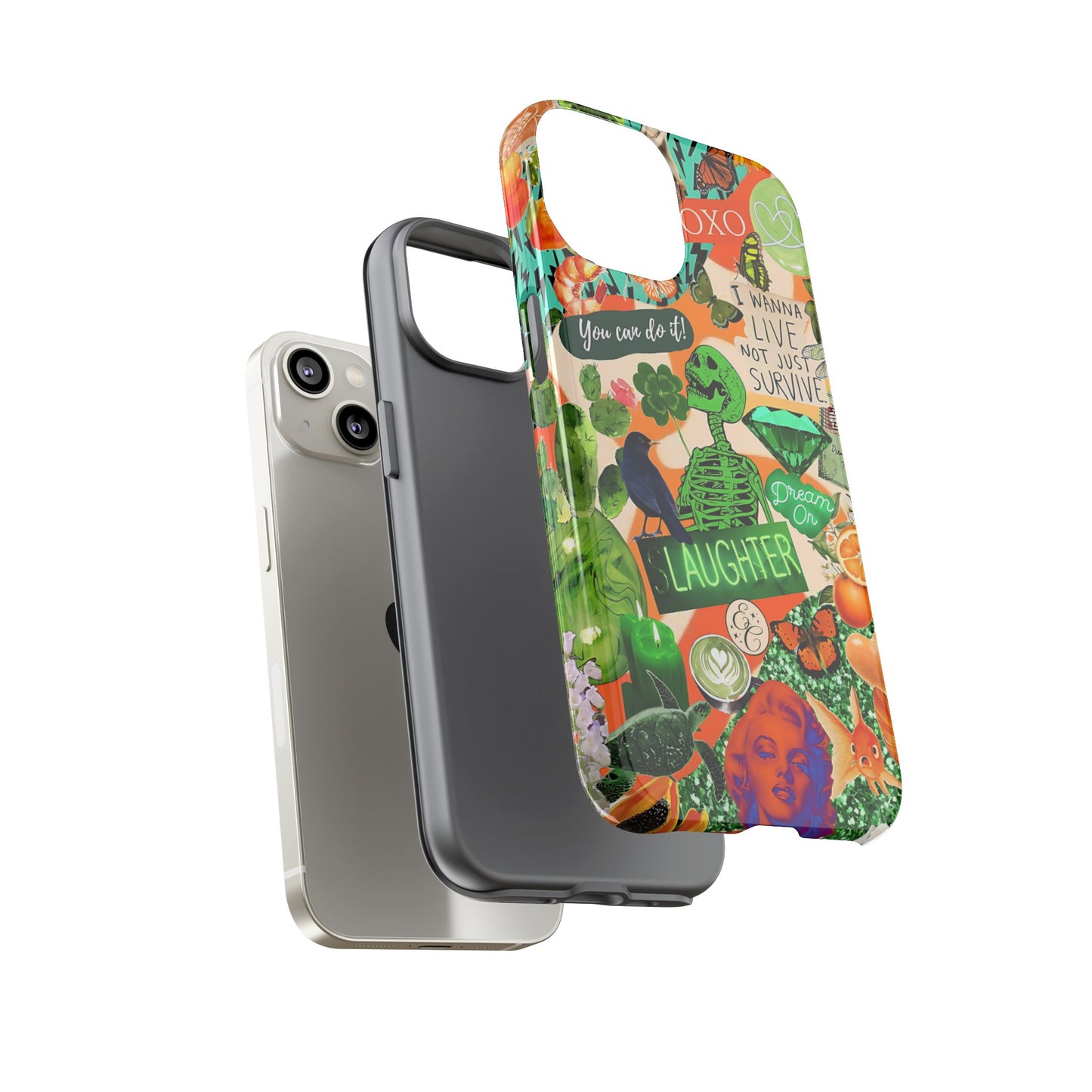 Green and Orange Collage Tough Phone Case