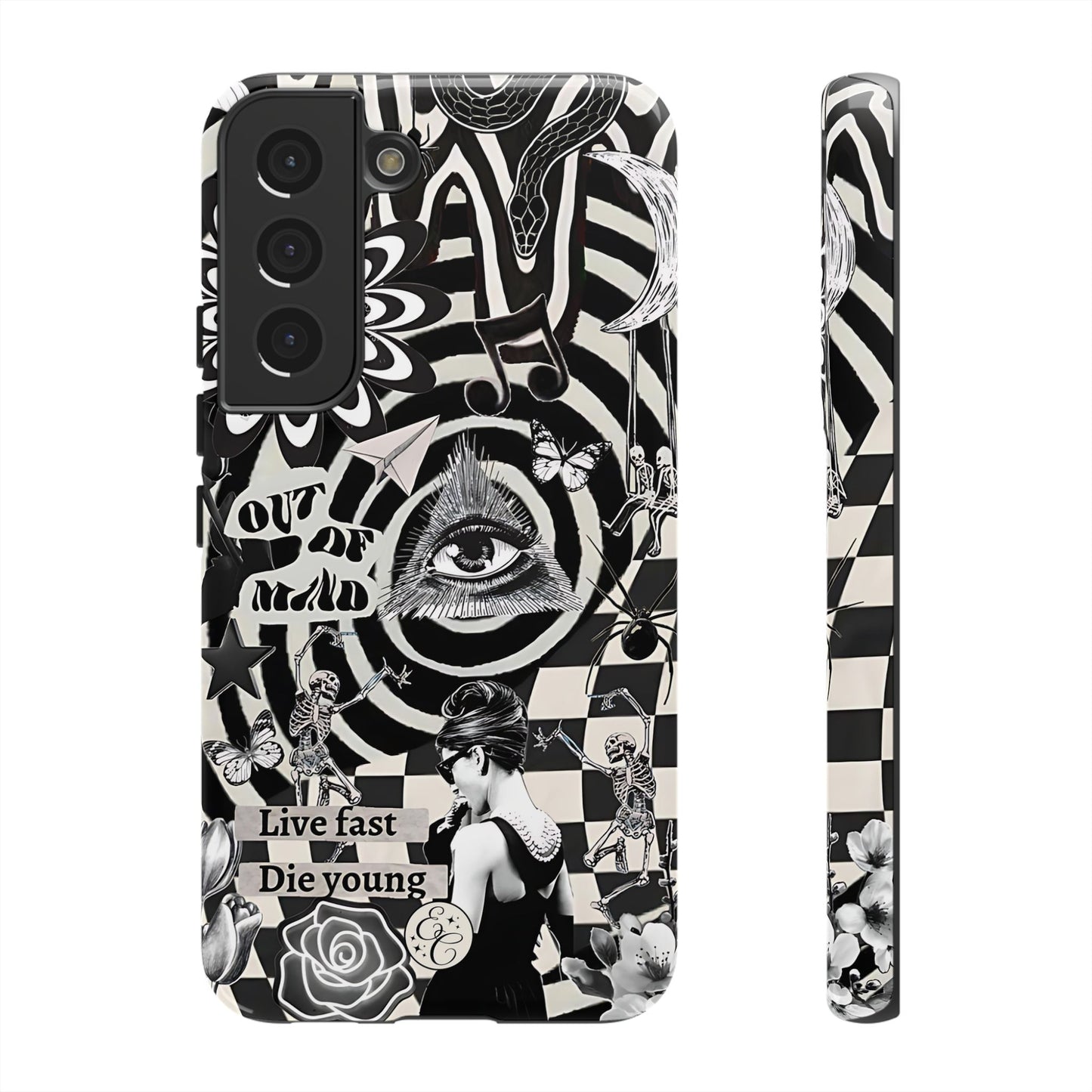 Black and White Psychedelic Art Tough Phone Case