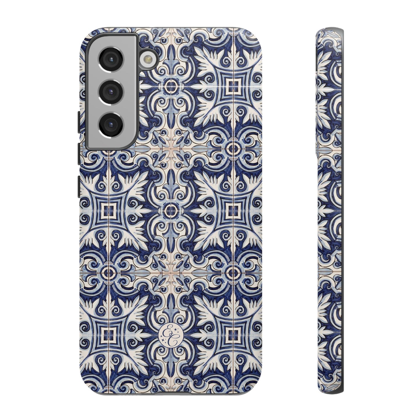Mediterranean Floral Ceramic Pattern Tough Phone Case