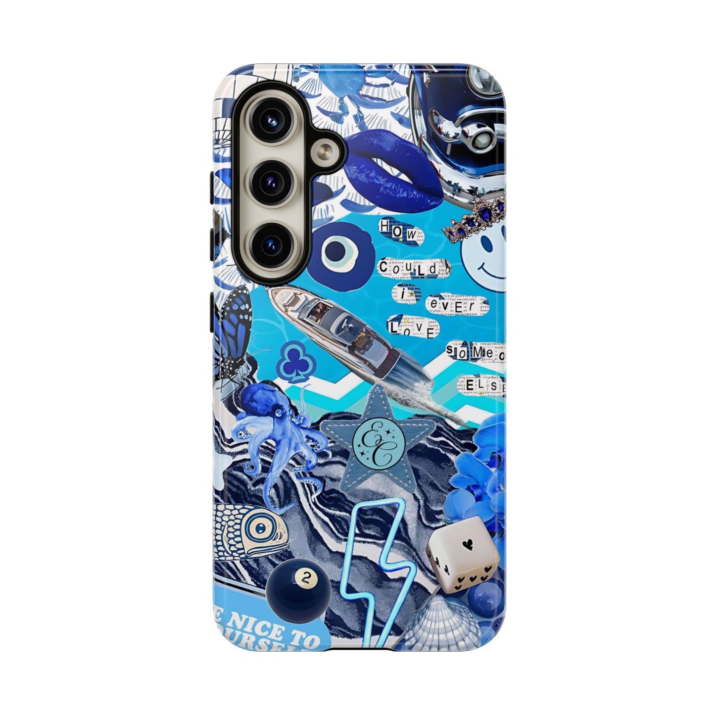 Eclectic Blue Collage Tough Phone Case