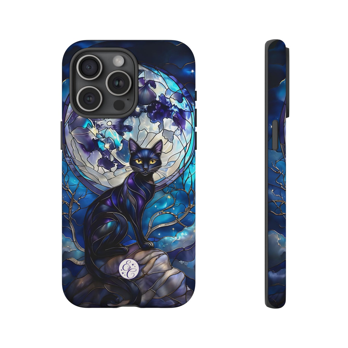 Stained Glass Black Cat Tough Phone Case