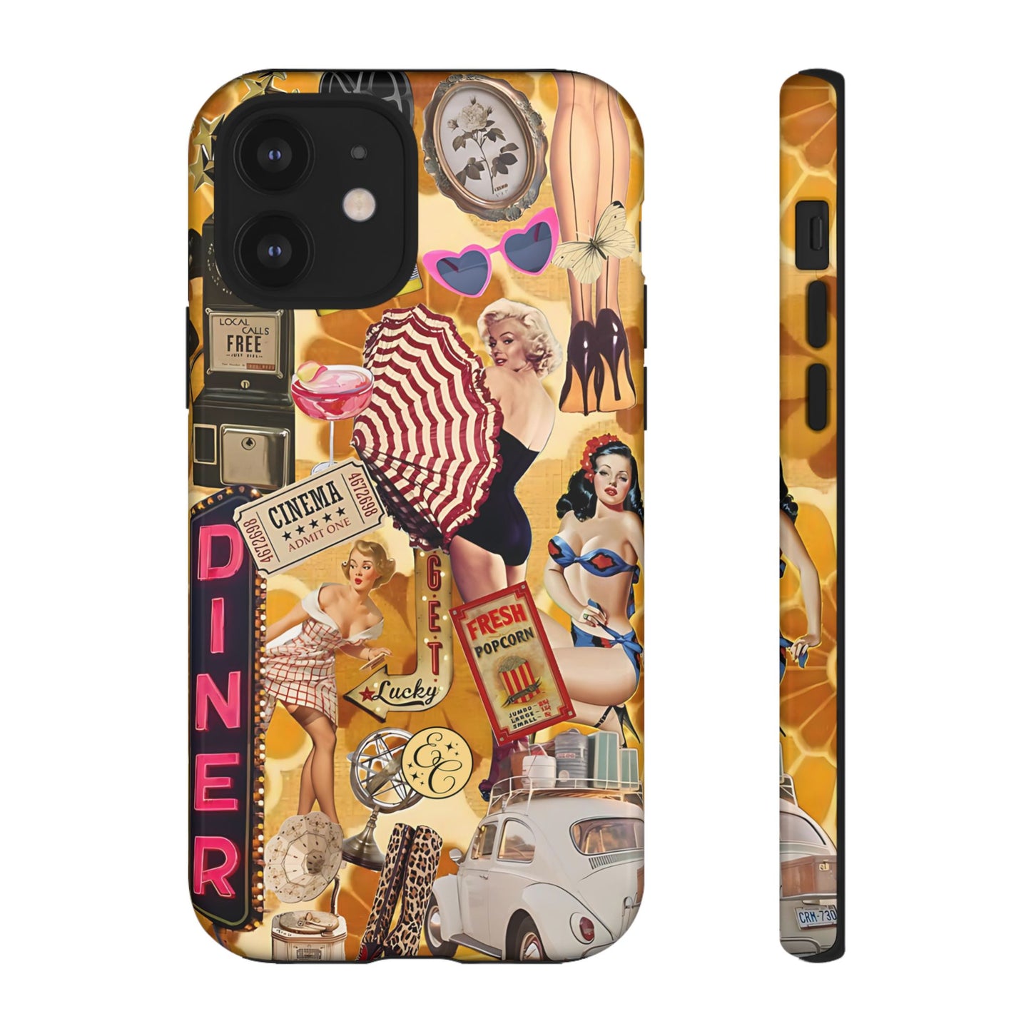 Retro Pin-up Collage Tough Phone Case