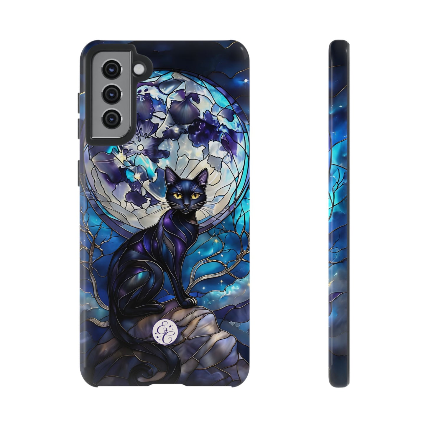 Stained Glass Black Cat Tough Phone Case
