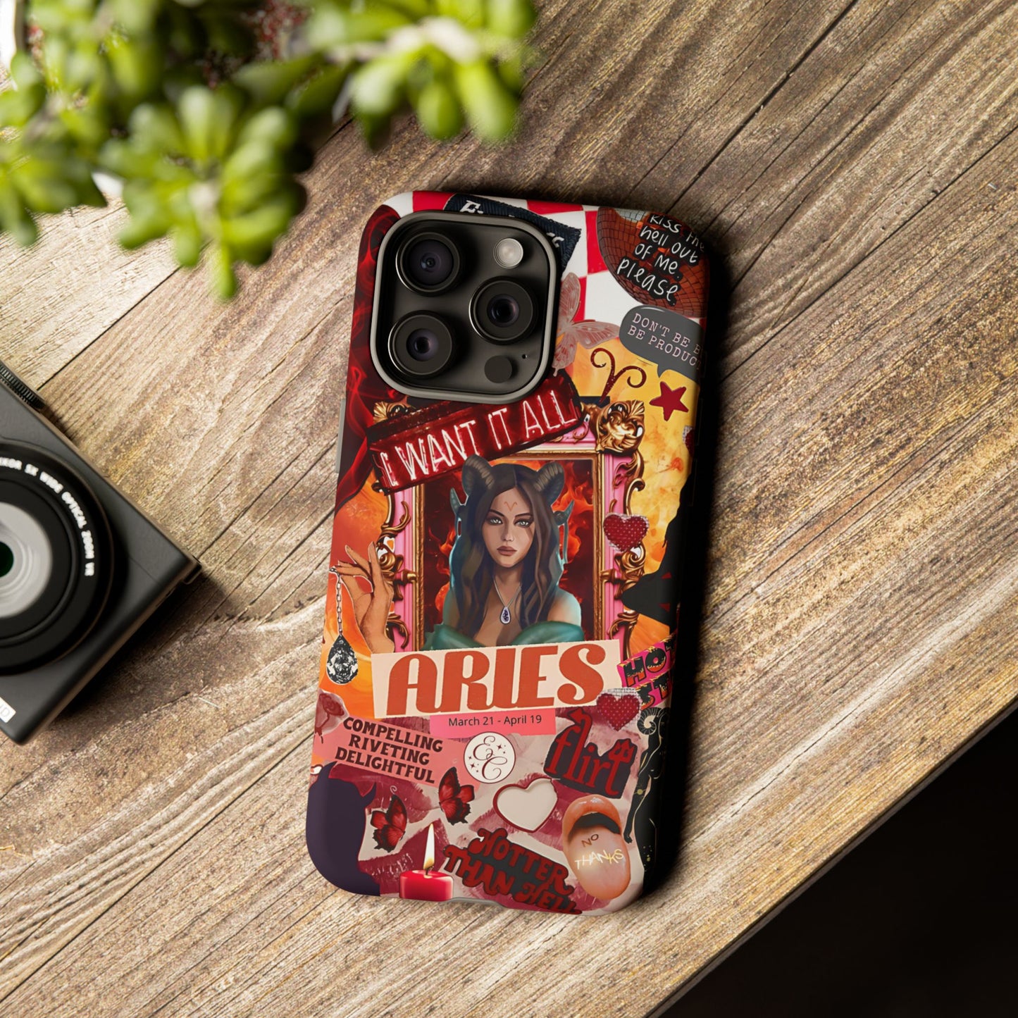 Aries Vintage Zodiac Collage Tough Phone Case