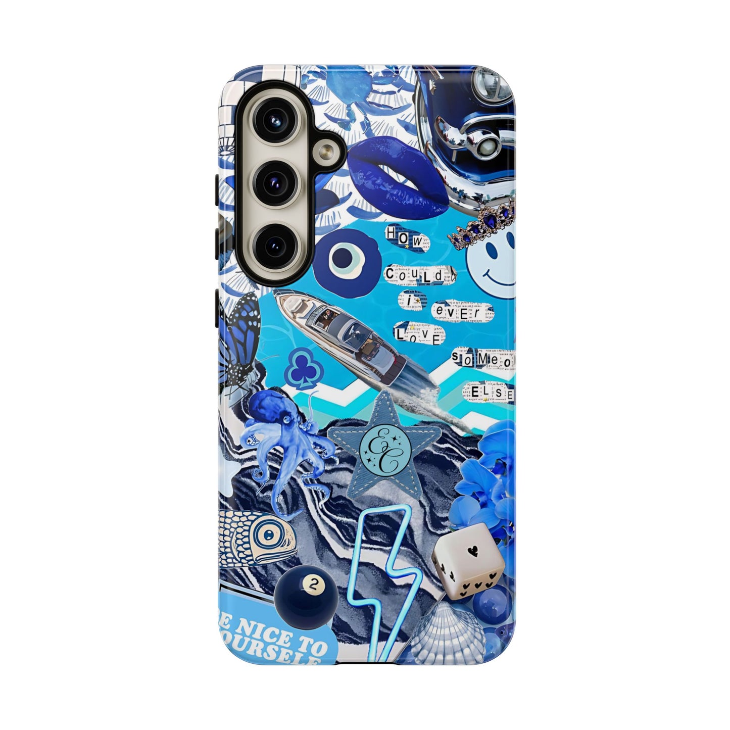 Eclectic Blue Collage Tough Phone Case