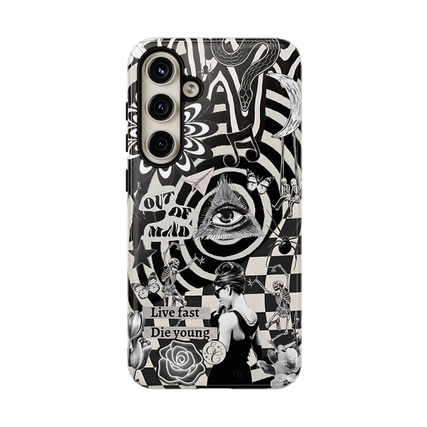 Black and White Psychedelic Art Tough Phone Case