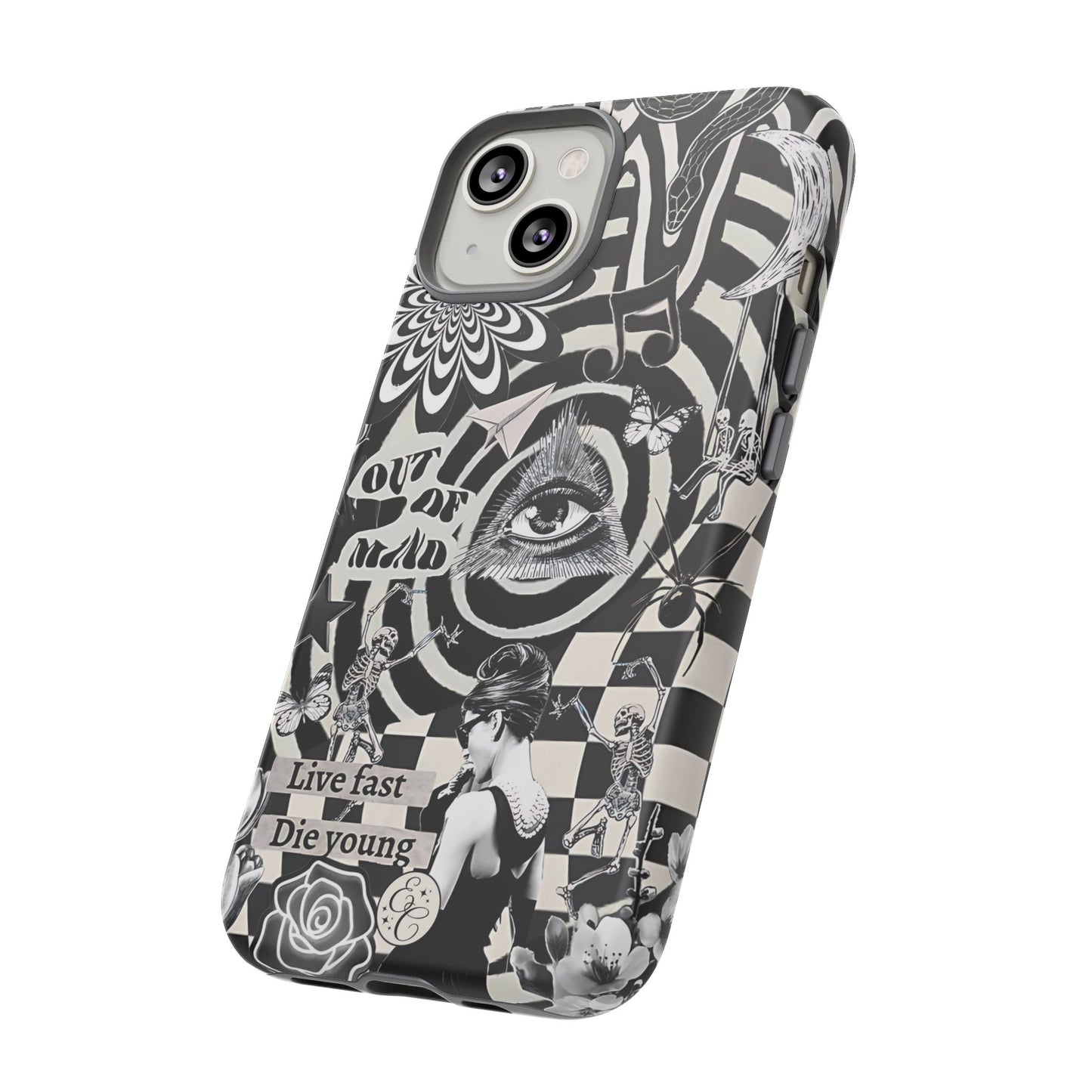Black and White Psychedelic Art Tough Phone Case