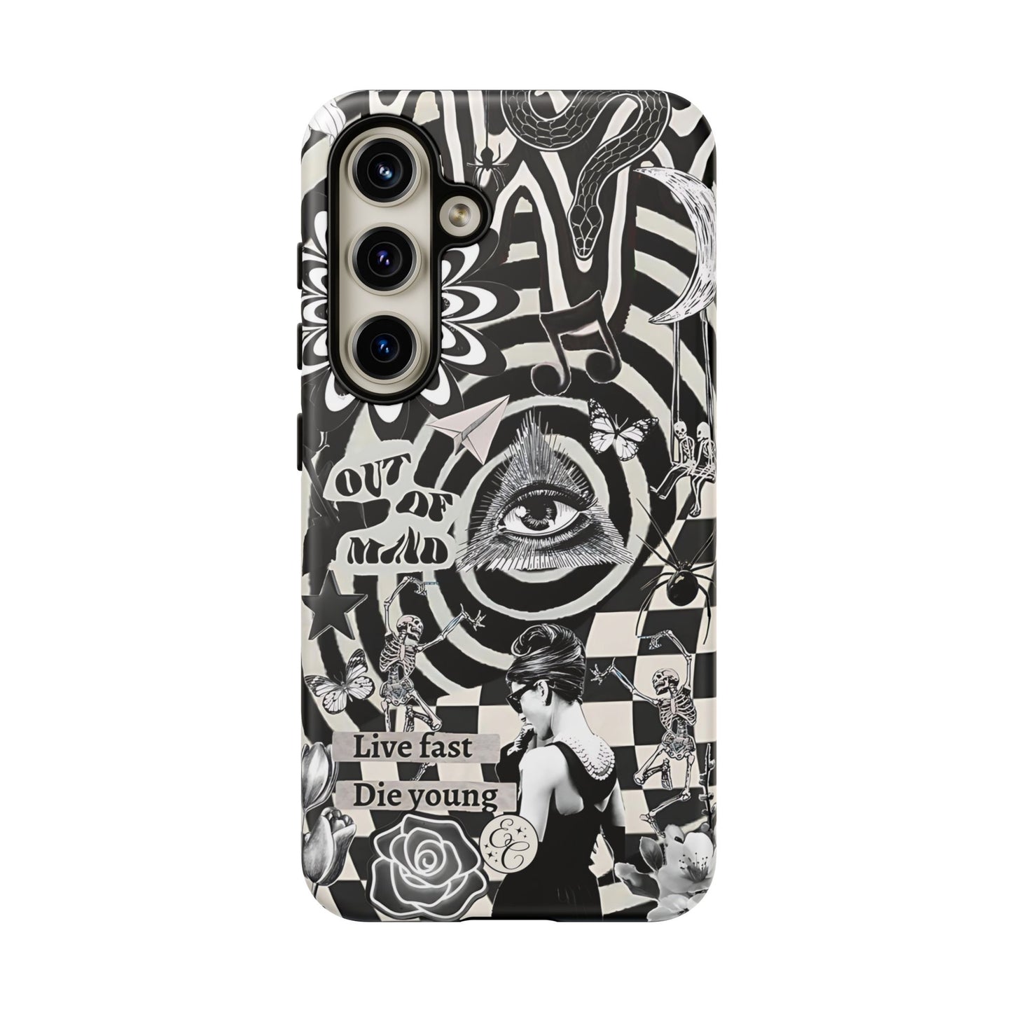 Black and White Psychedelic Art Tough Phone Case