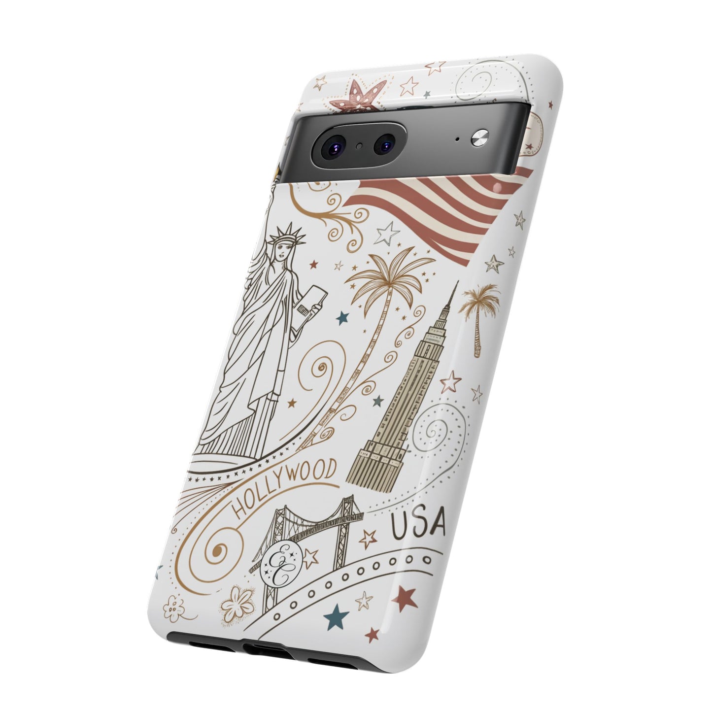 USA Landmarks Boho Doodle Tough Phone Case