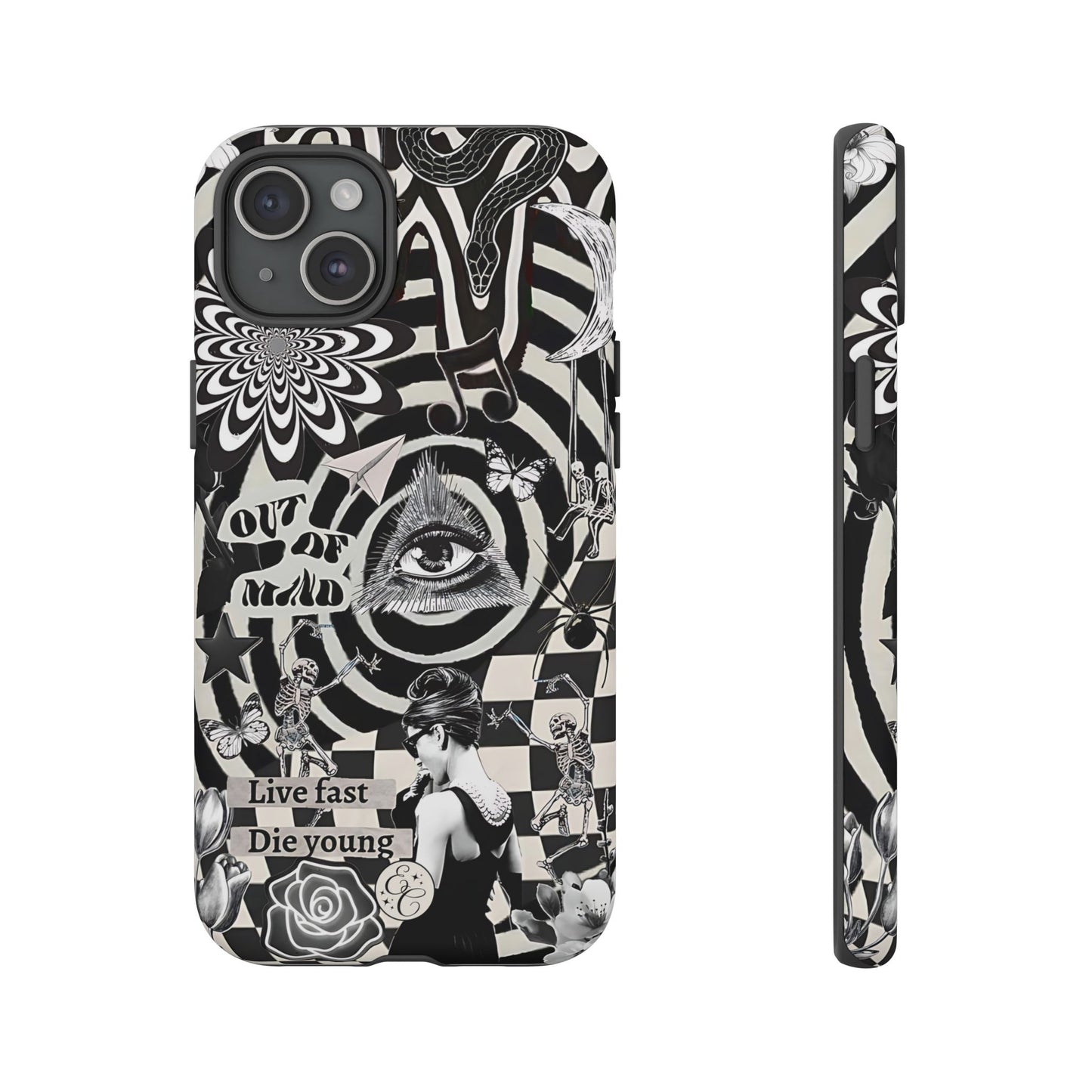 Black and White Psychedelic Art Tough Phone Case