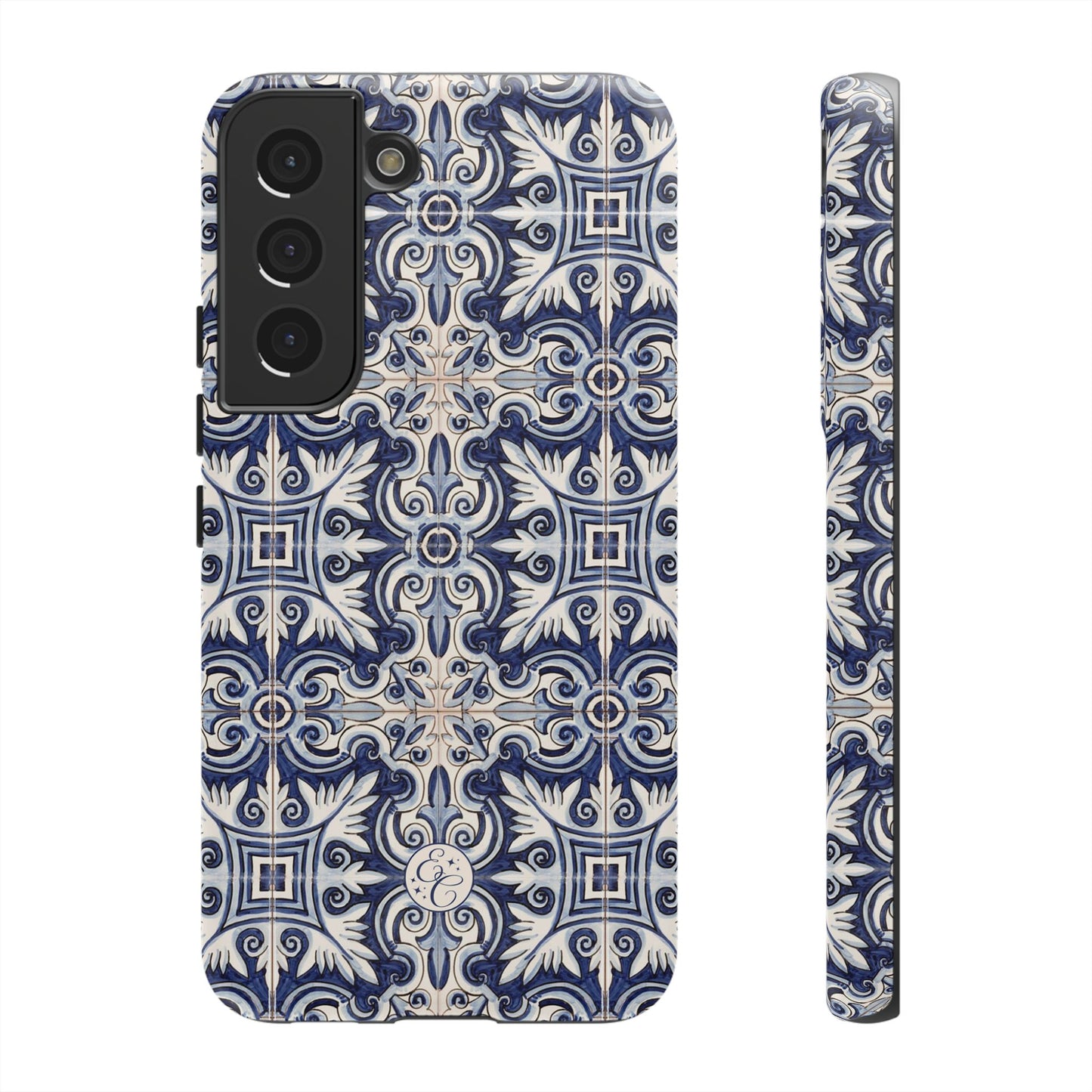Mediterranean Floral Ceramic Pattern Tough Phone Case