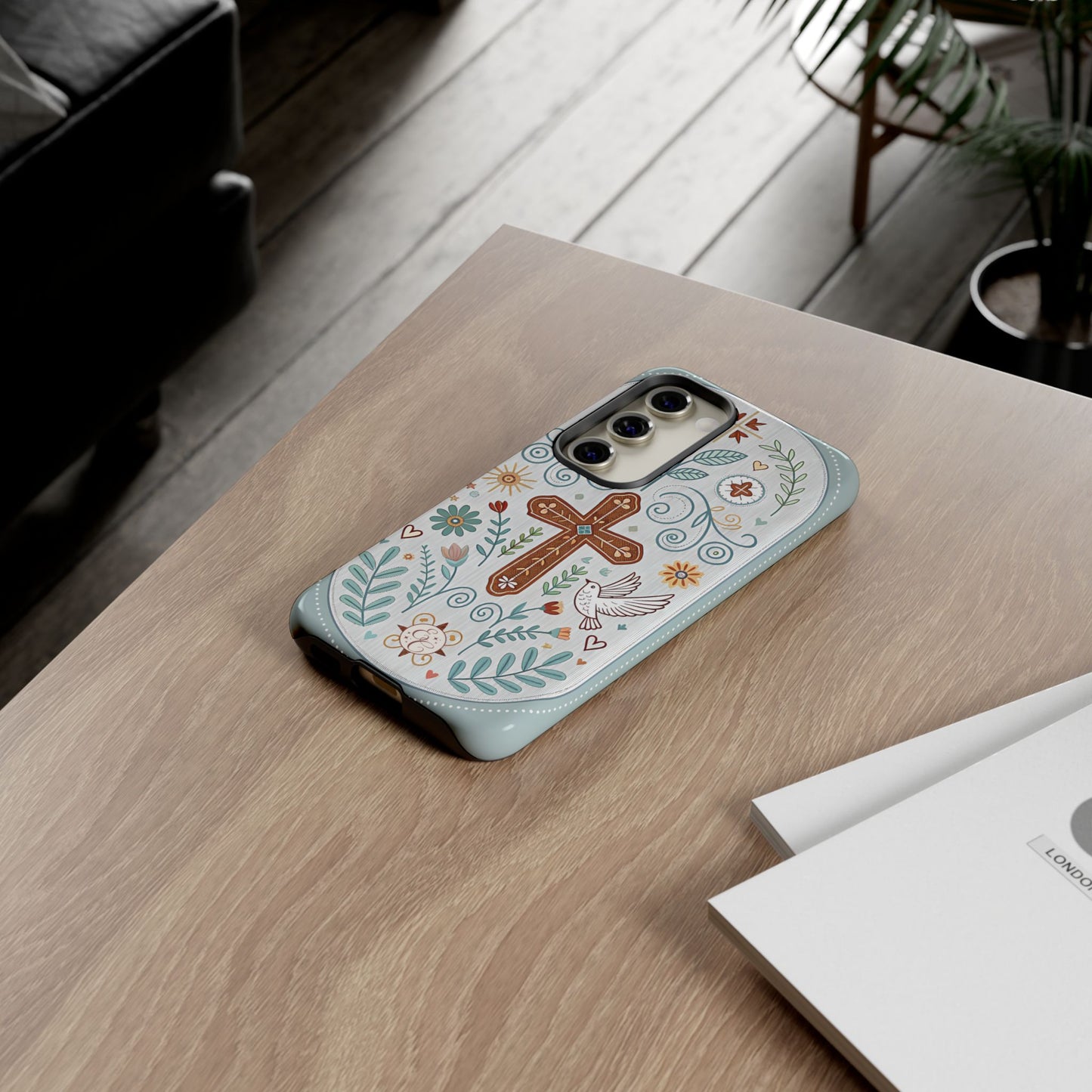 Christian Cross Floral Tough Phone Case