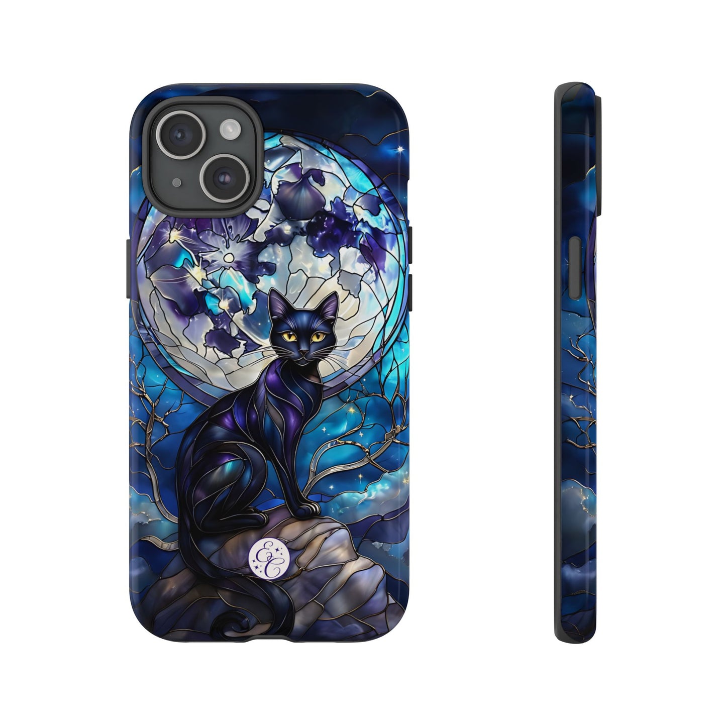 Stained Glass Black Cat Tough Phone Case