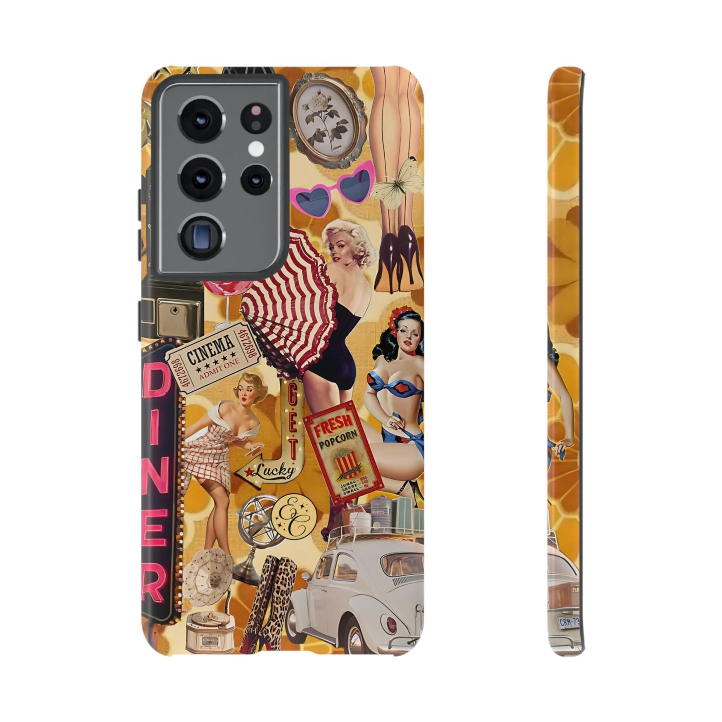 Retro Pin-up Collage Tough Phone Case