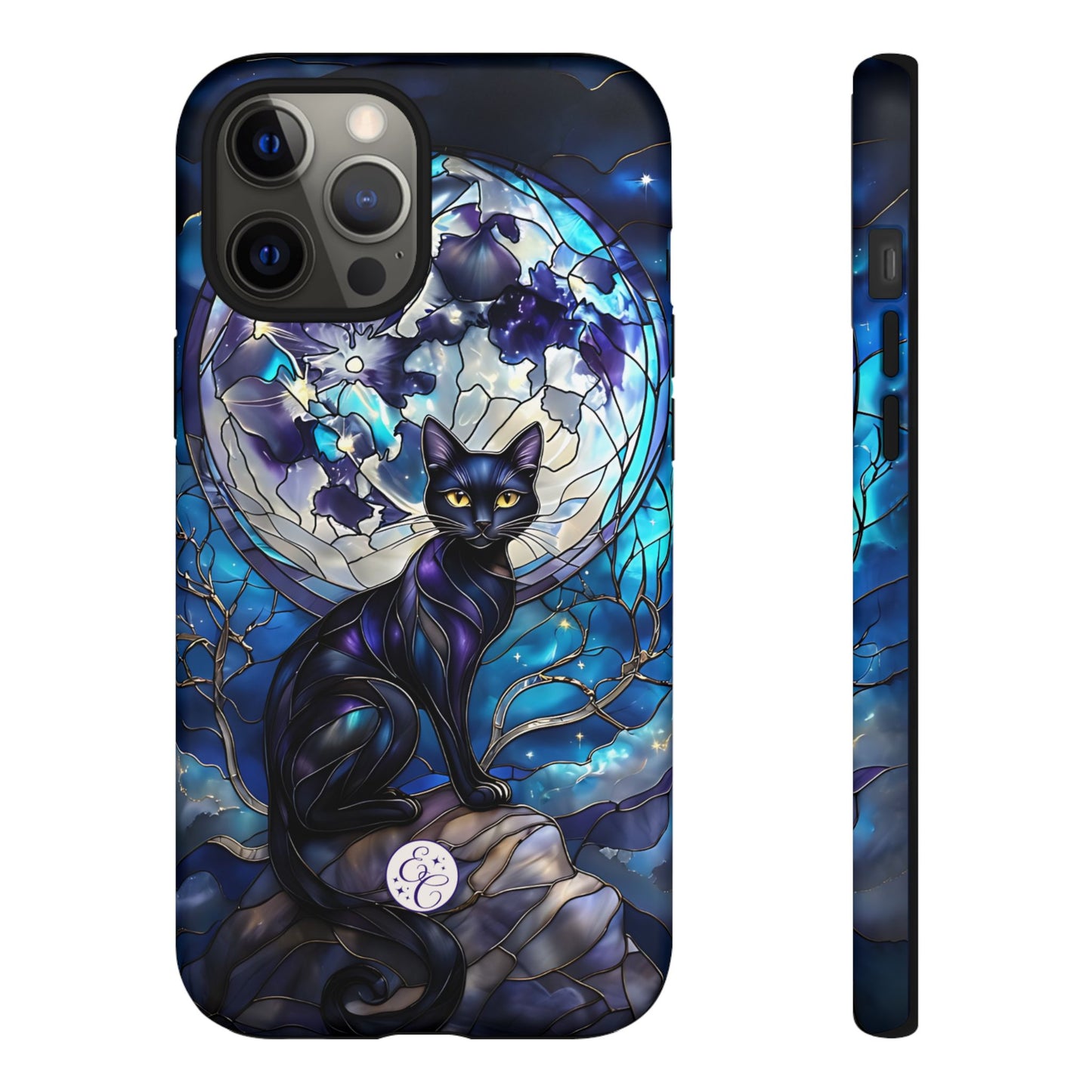 Stained Glass Black Cat Tough Phone Case