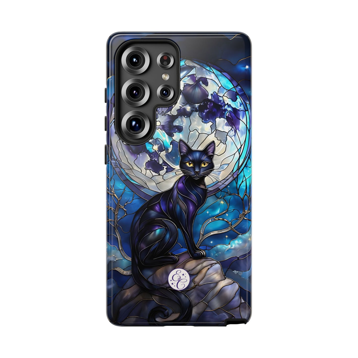 Stained Glass Black Cat Tough Phone Case