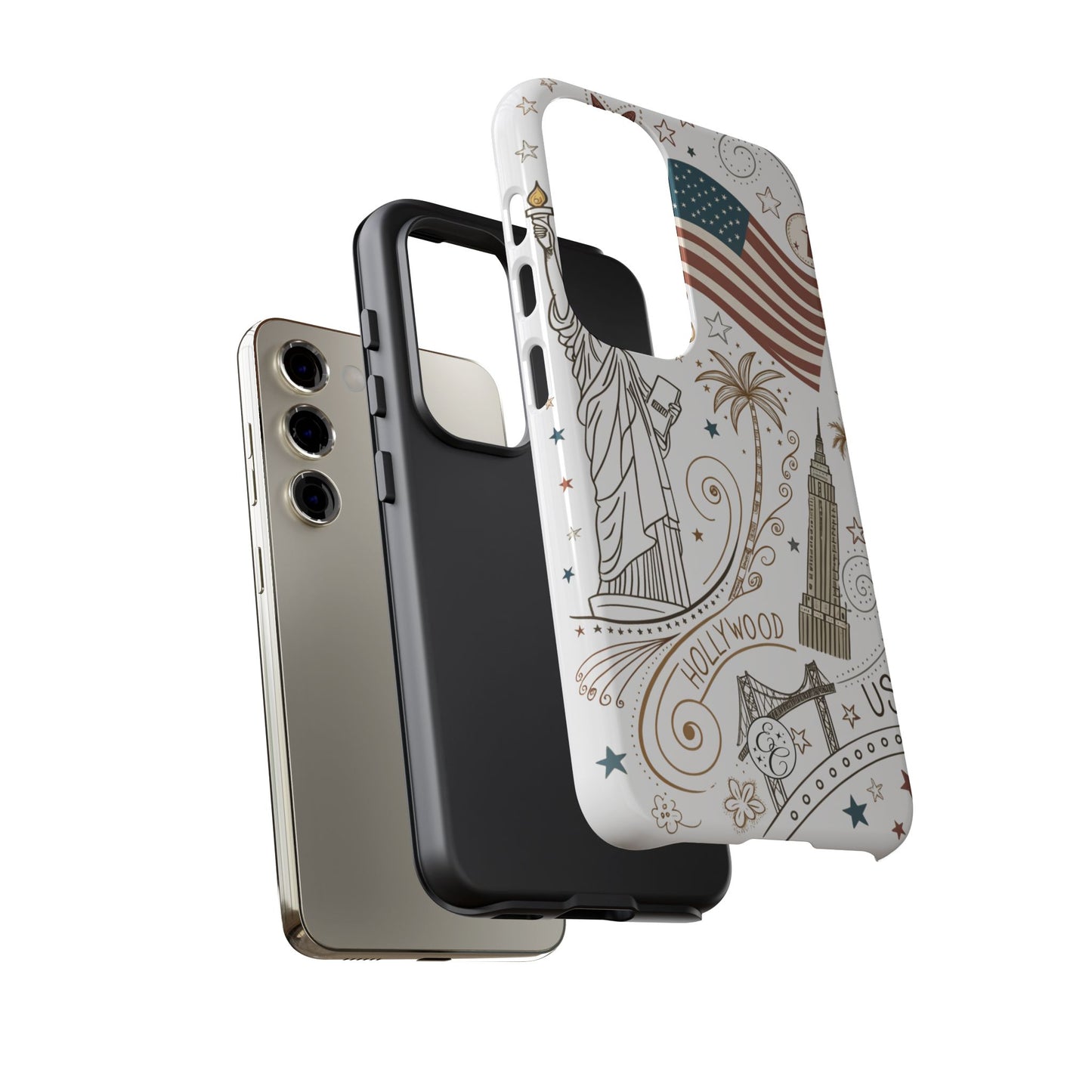USA Landmarks Boho Doodle Tough Phone Case