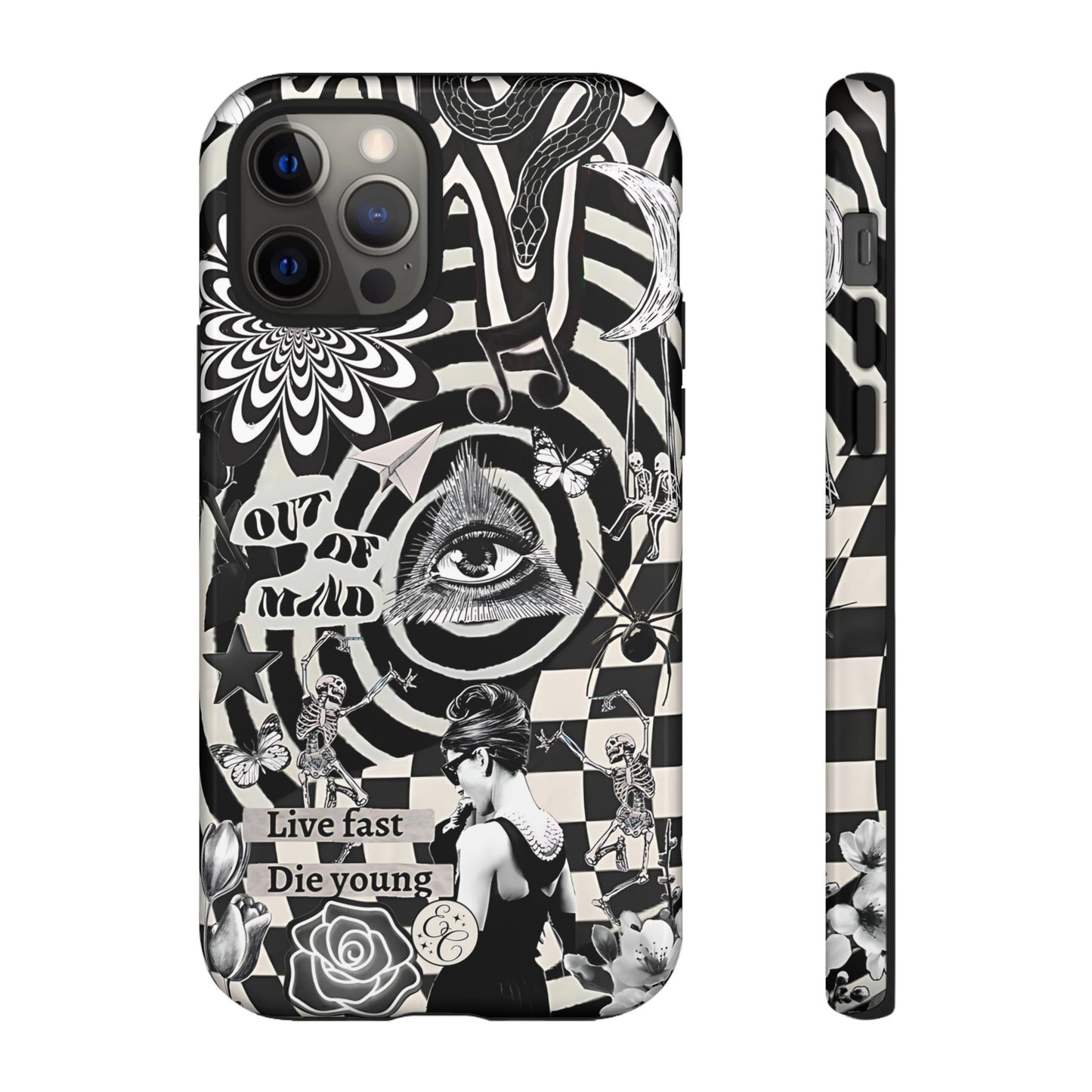 Black and White Psychedelic Art Tough Phone Case