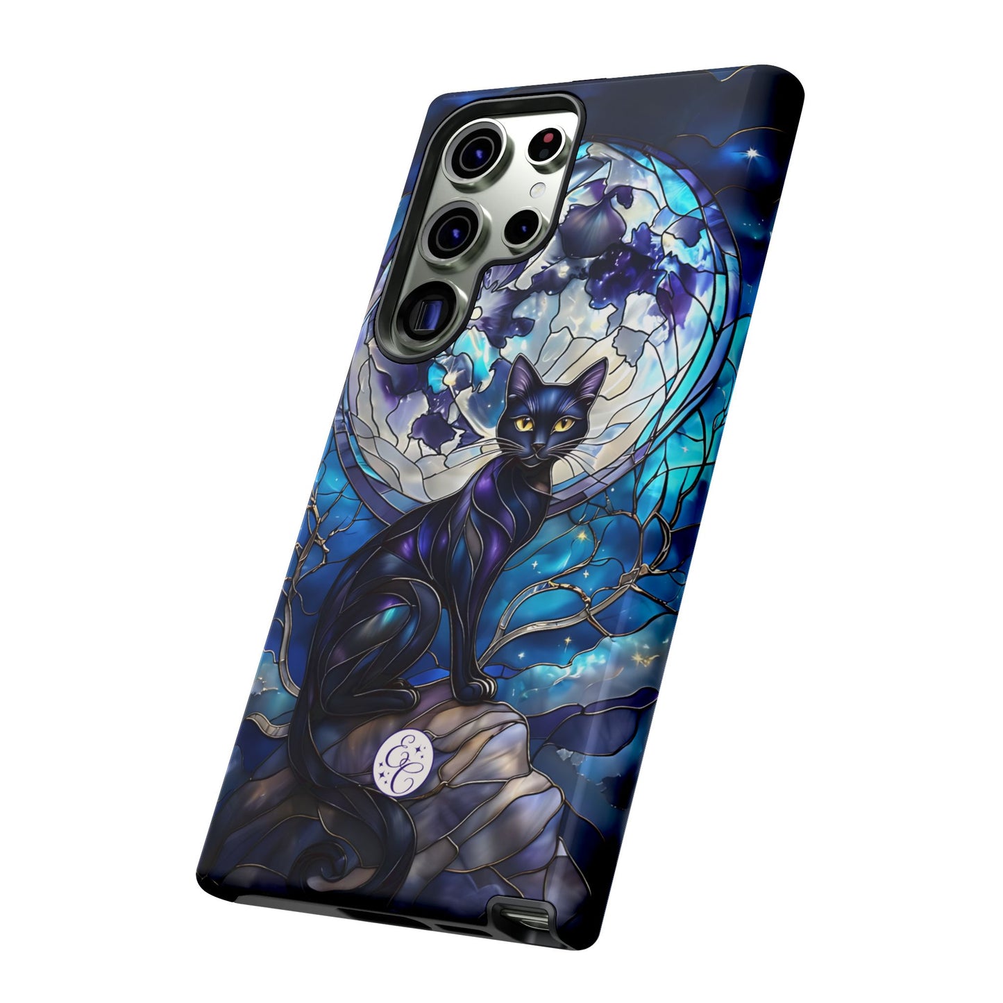 Stained Glass Black Cat Tough Phone Case