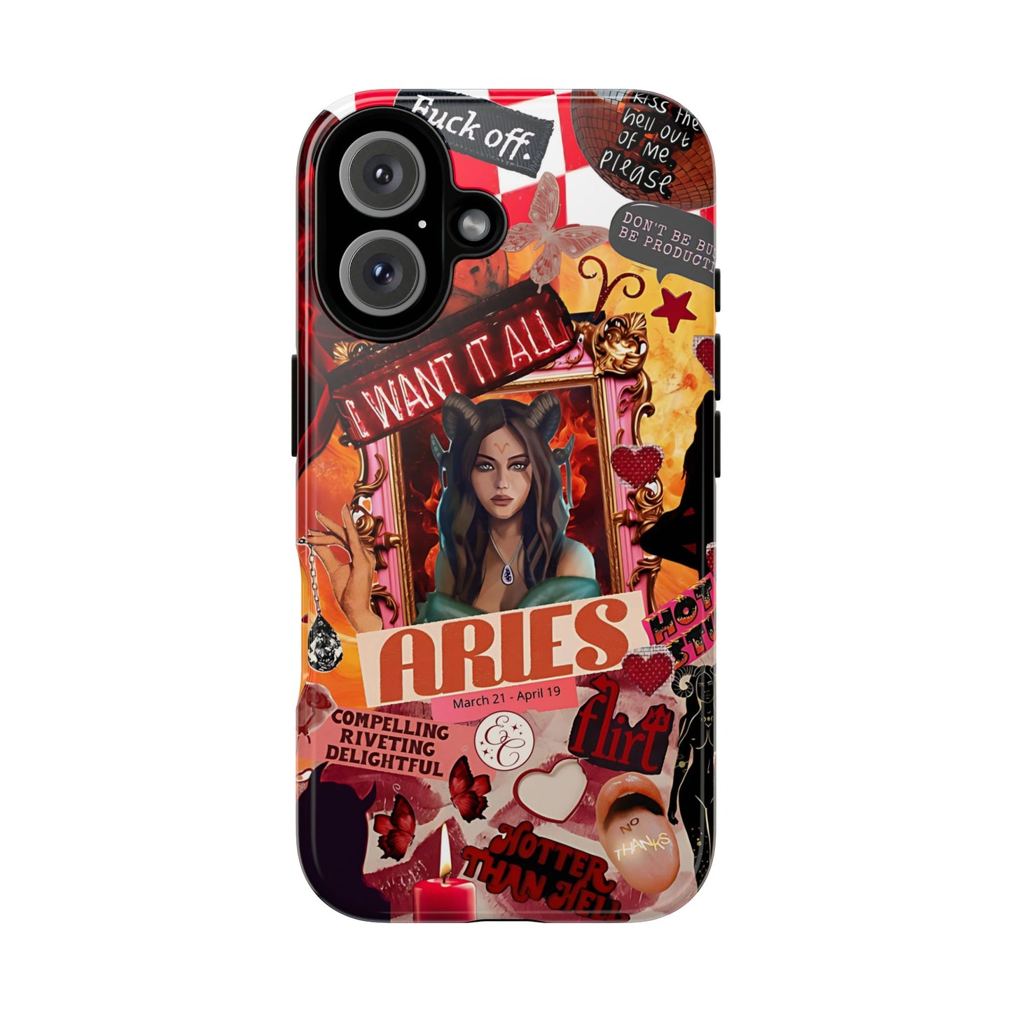 Aries Vintage Zodiac Collage Tough Phone Case