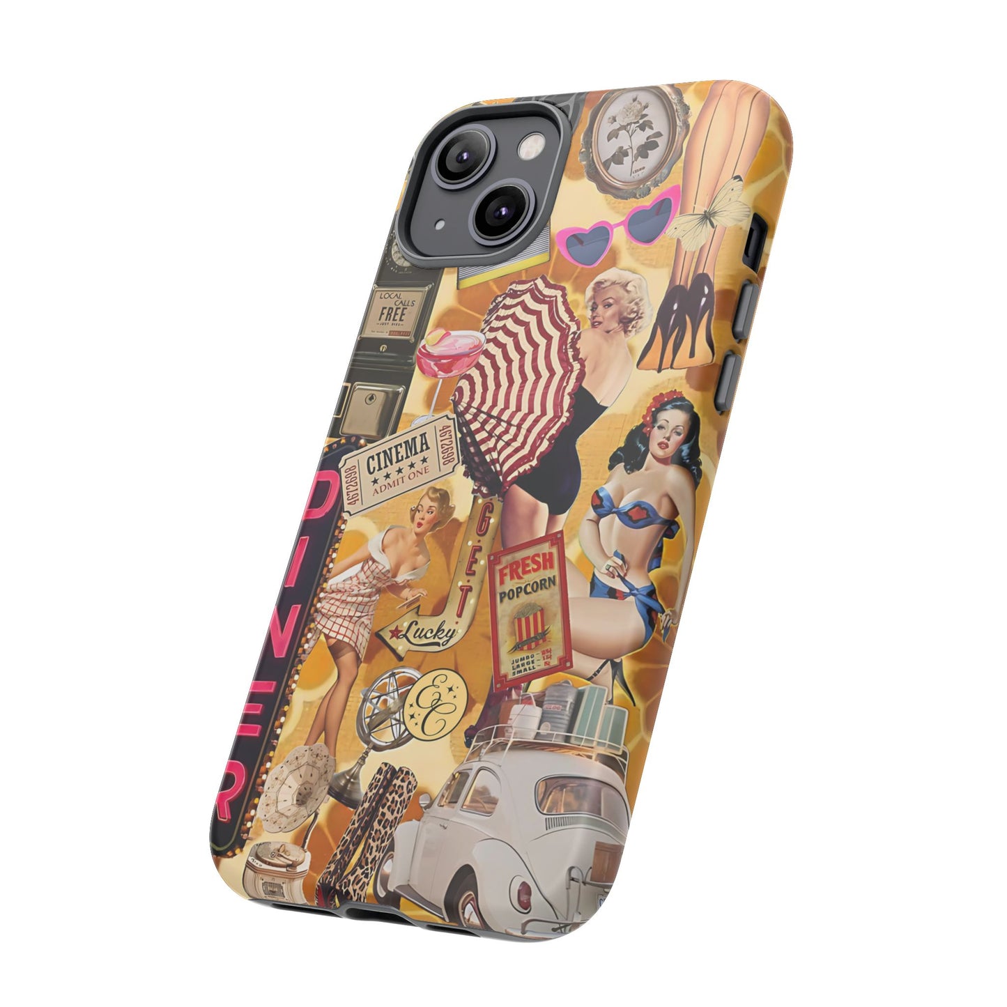 Retro Pin-up Collage Tough Phone Case