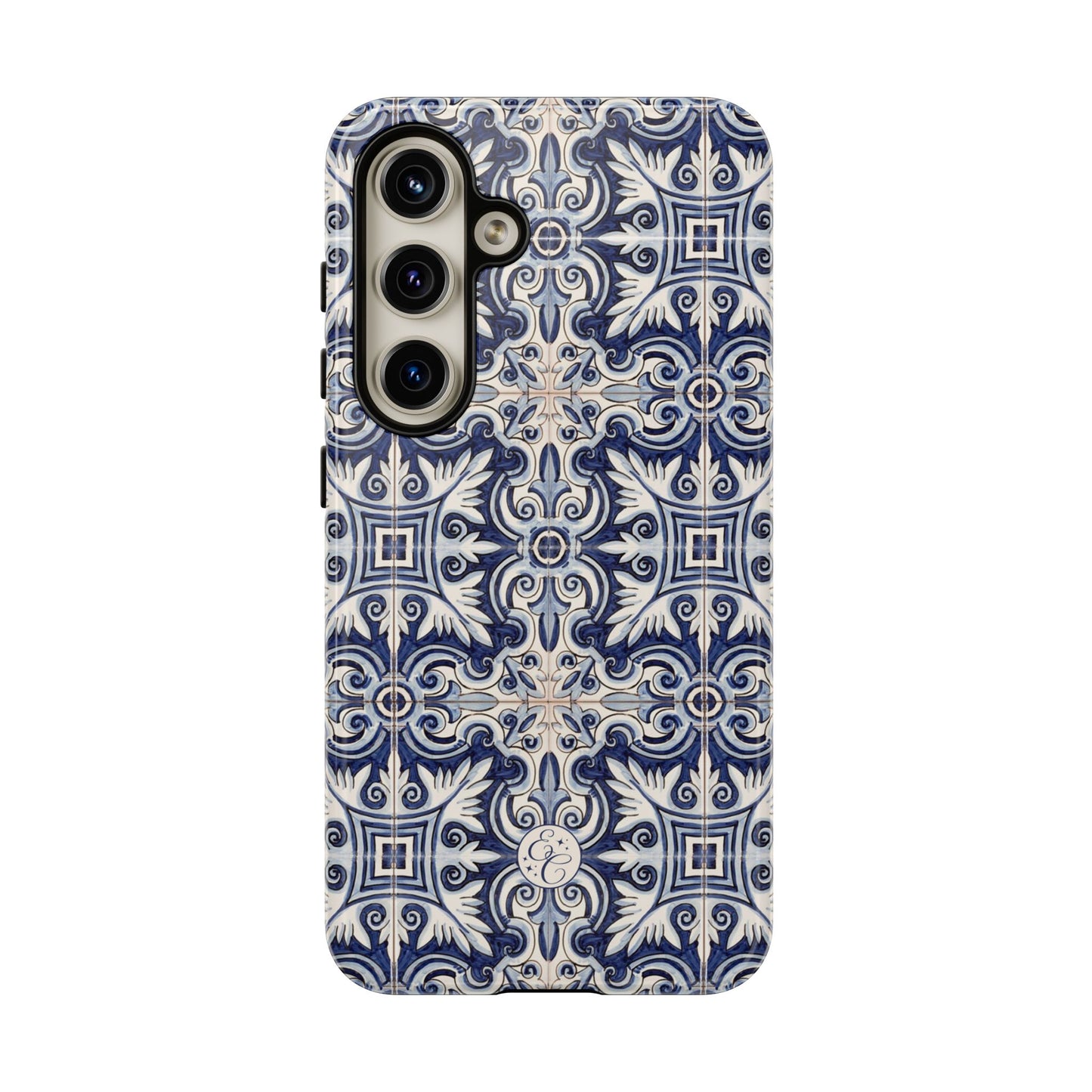 Mediterranean Floral Ceramic Pattern Tough Phone Case