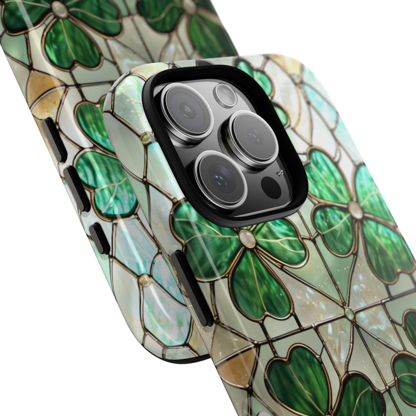 Lucky Clover Stained Glass Pattern Tough Phone Case