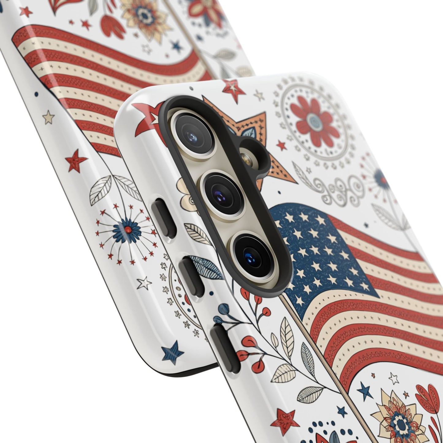 Boho USA Flag Floral Tough Phone Case