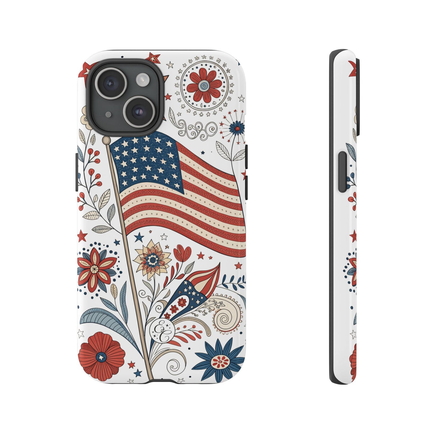 Boho USA Flag Floral Tough Phone Case