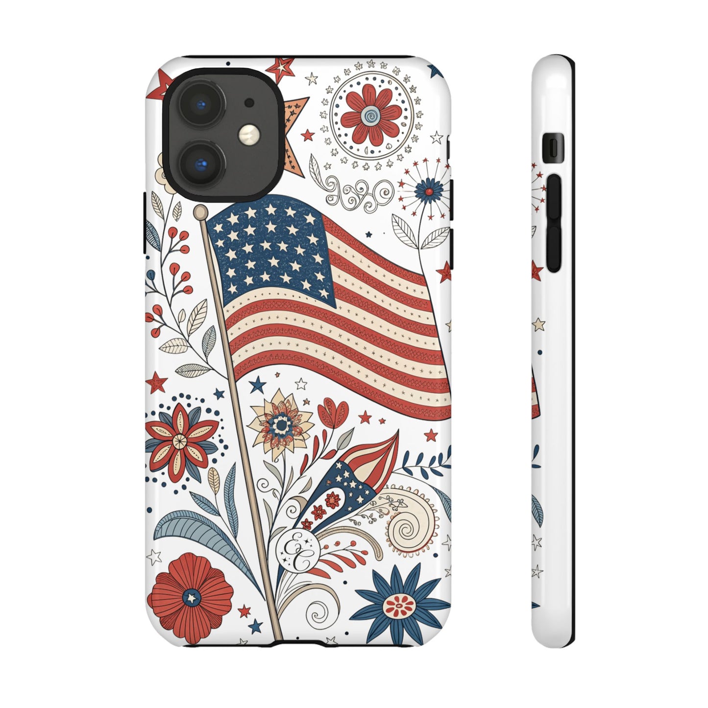 Boho USA Flag Floral Tough Phone Case