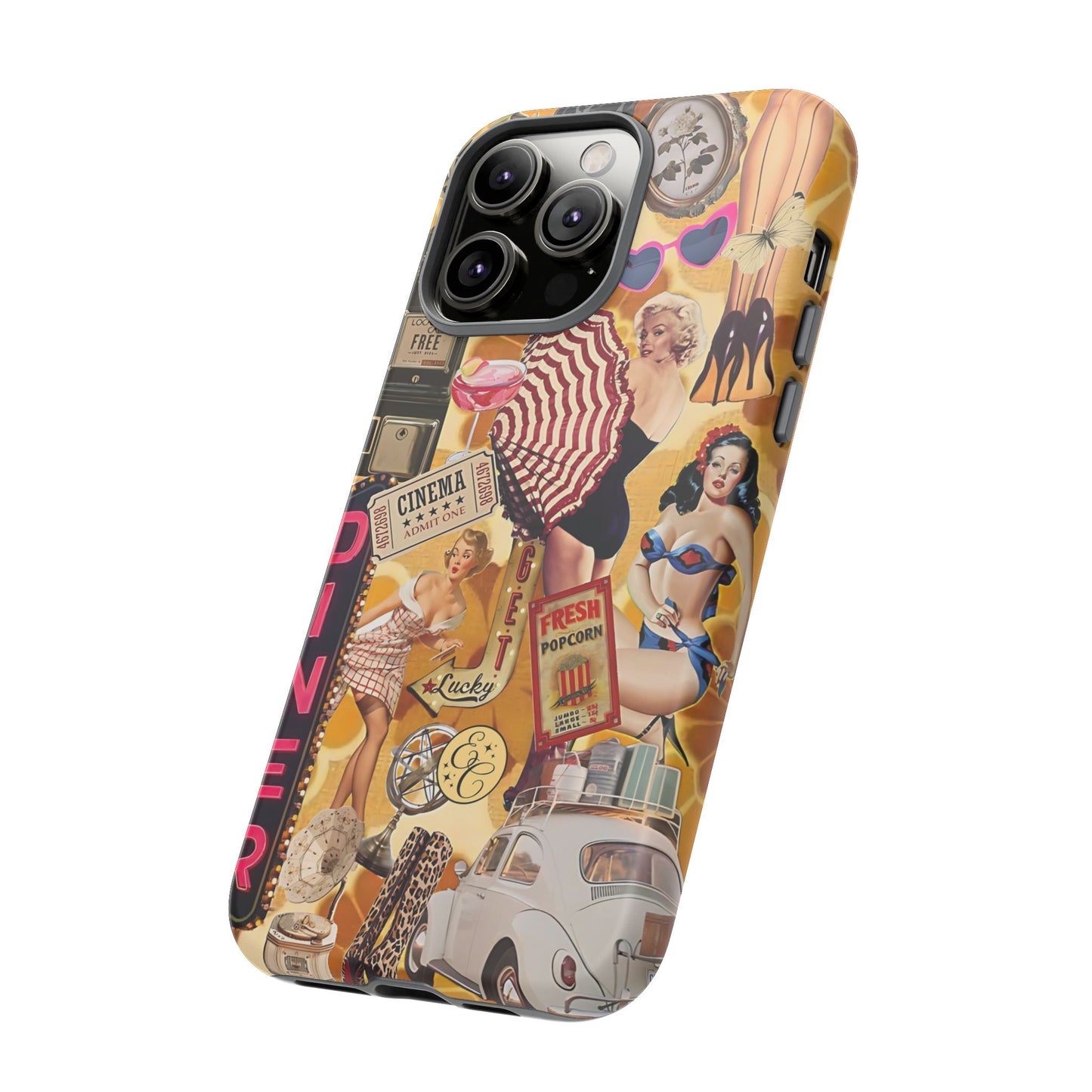 Retro Pin-up Collage Tough Phone Case
