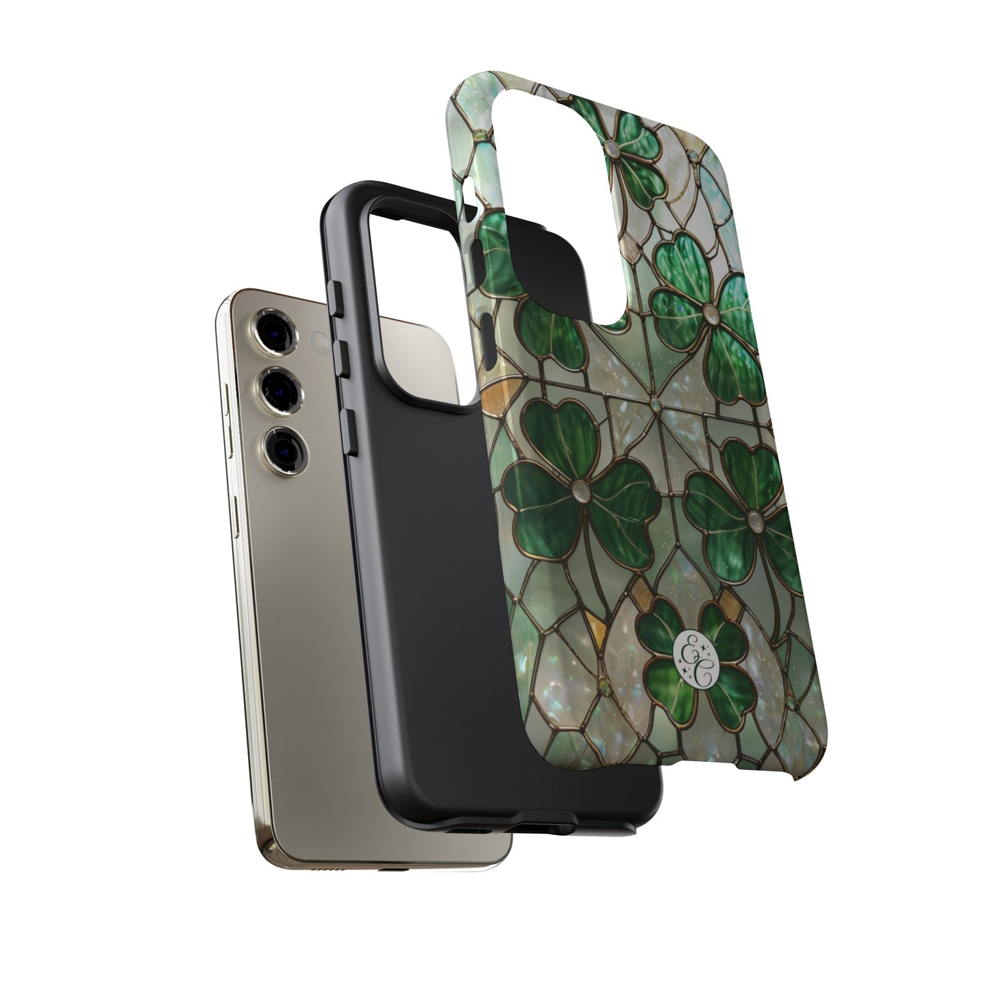 Lucky Clover Stained Glass Pattern Tough Phone Case