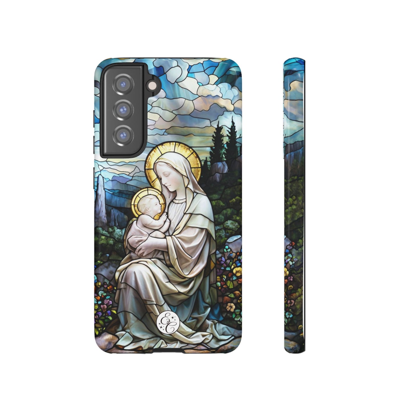 Virgin Mary with Baby Jesus Stained Glass Tough Phone Case
