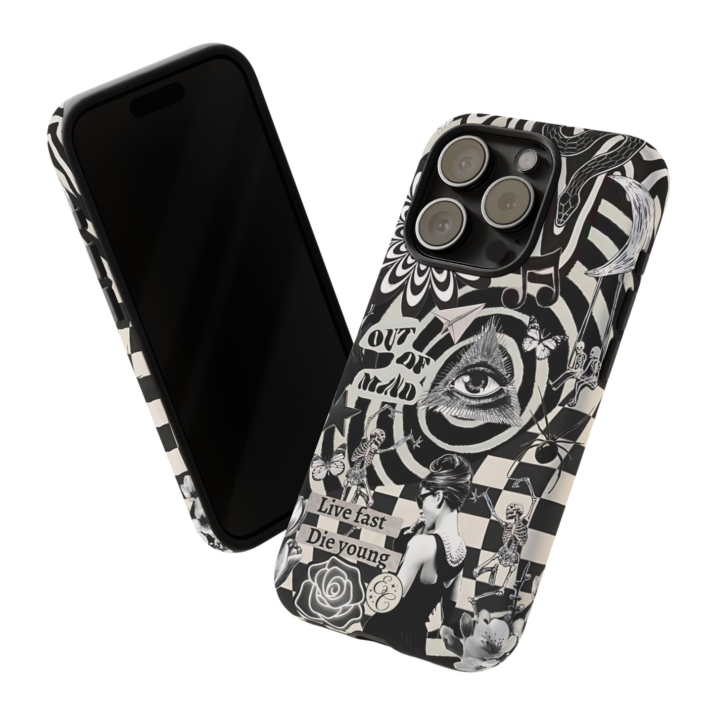 Black and White Psychedelic Art Tough Phone Case