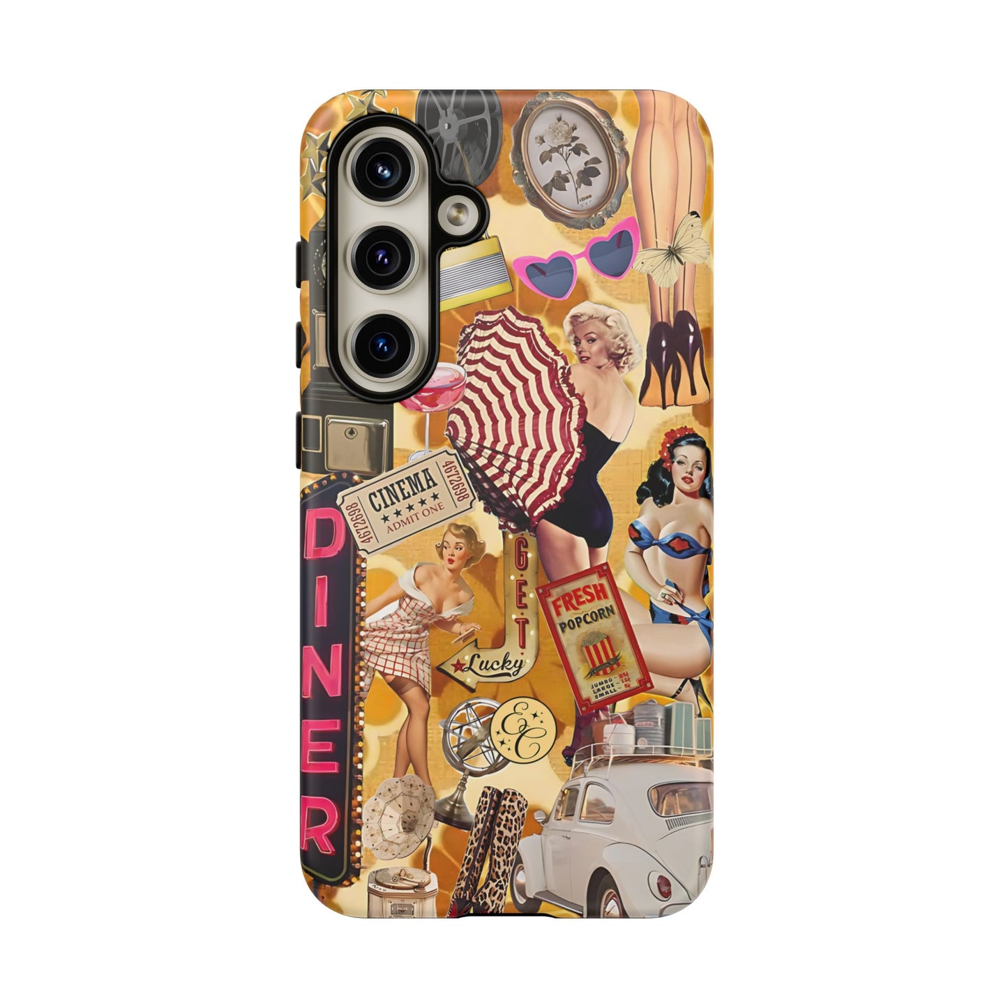 Retro Pin-up Collage Tough Phone Case